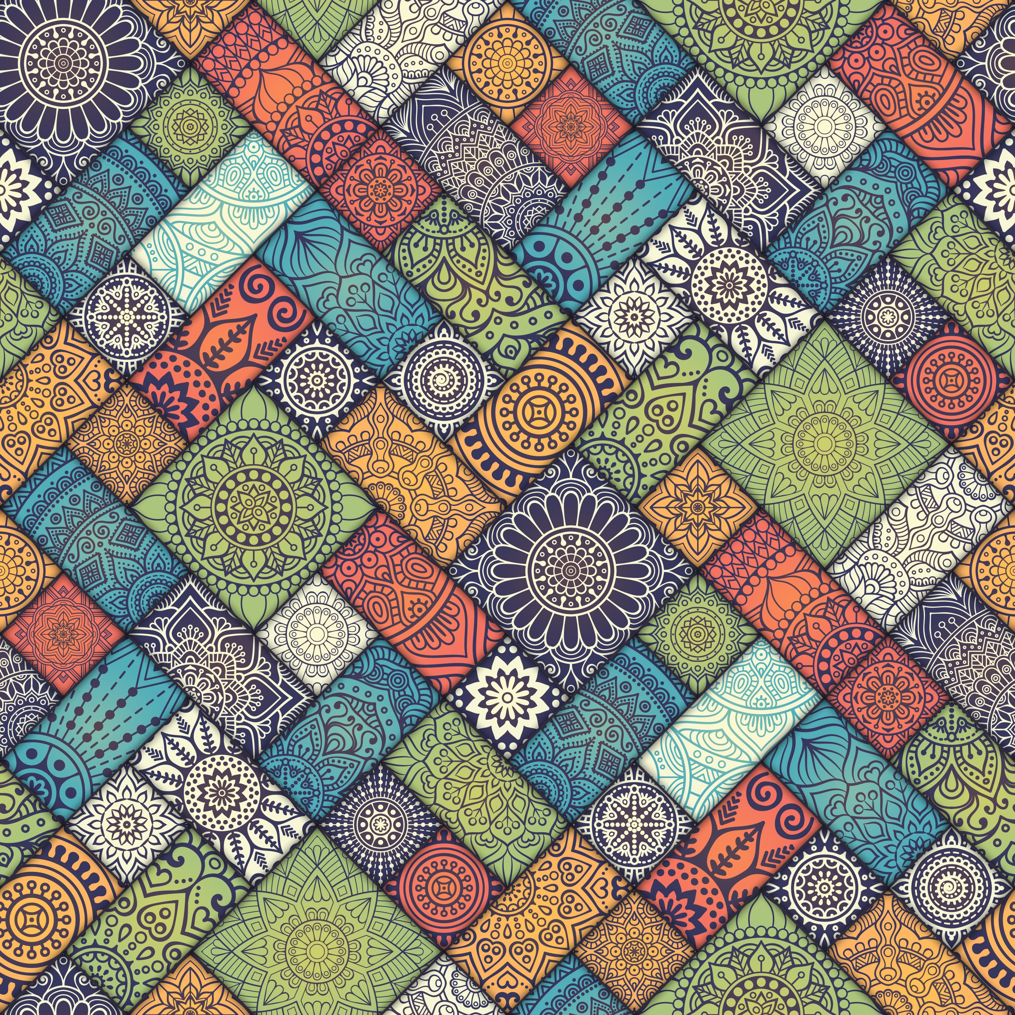 Mosaic Tiles with Earth Tone Mandalas Pattern Vinyl 12" x 12" - The Vinyl Haus