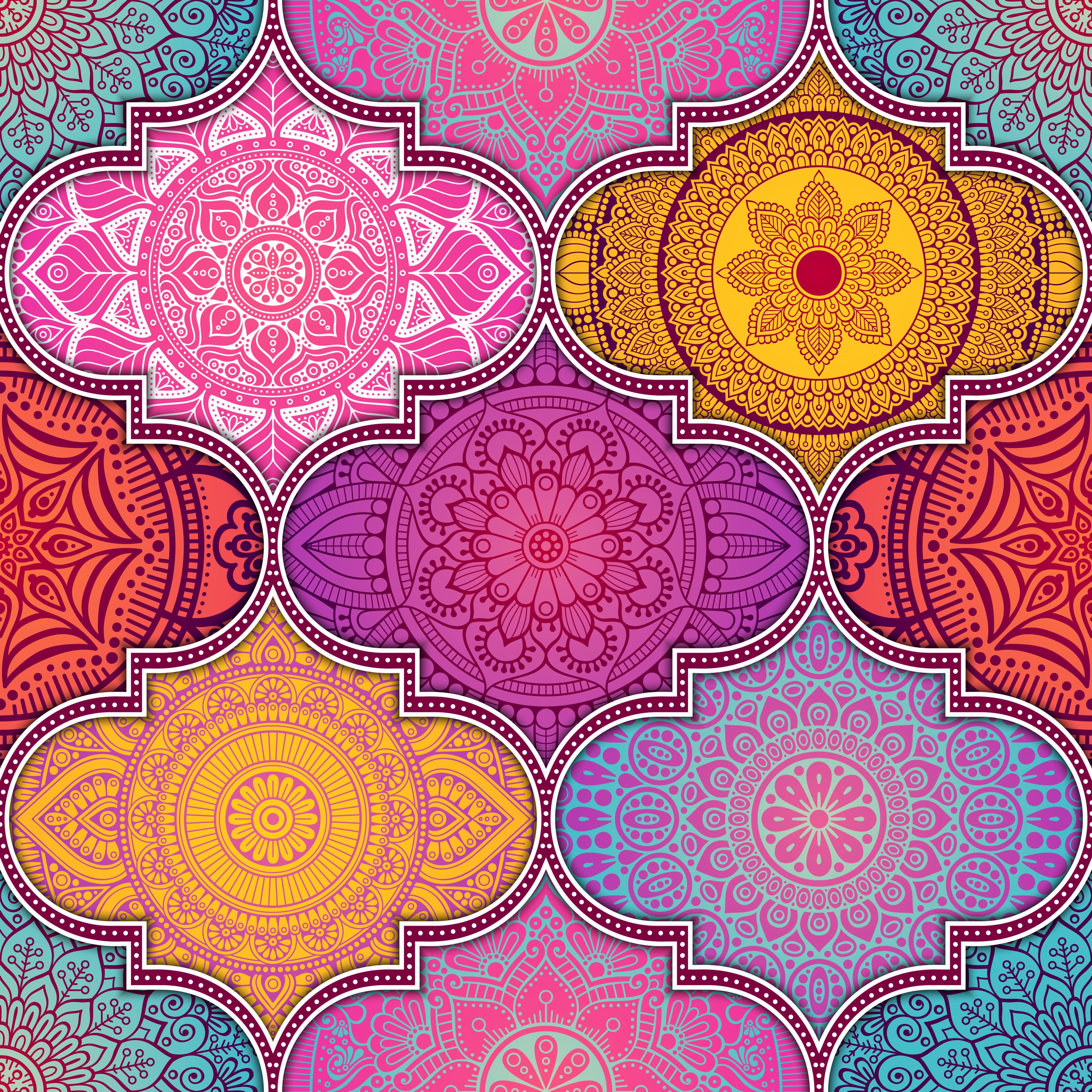 Arabesque Tiles with Mandalas Pattern Vinyl 12" x 12" - The Vinyl Haus