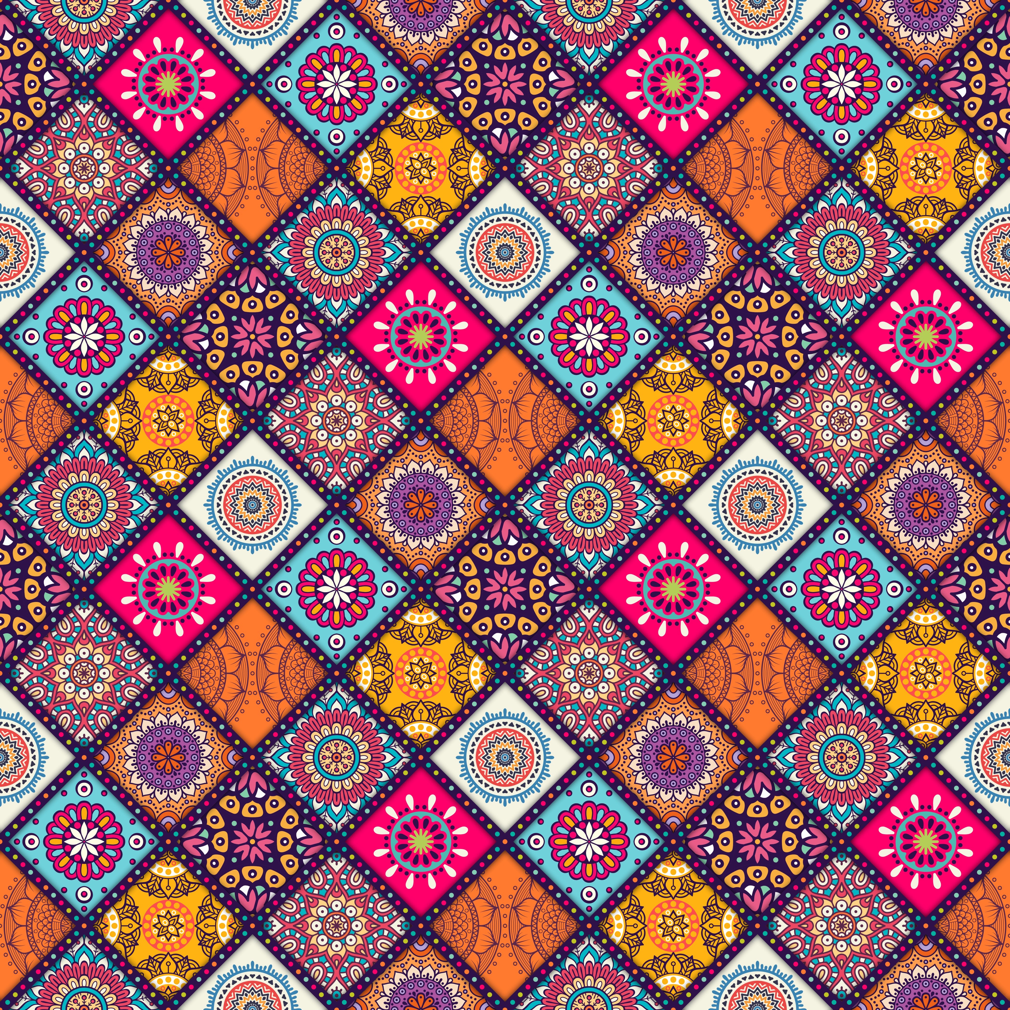Mosaic Tiles with Diamond Mandalas Pattern Vinyl 12" x 12" - The Vinyl Haus