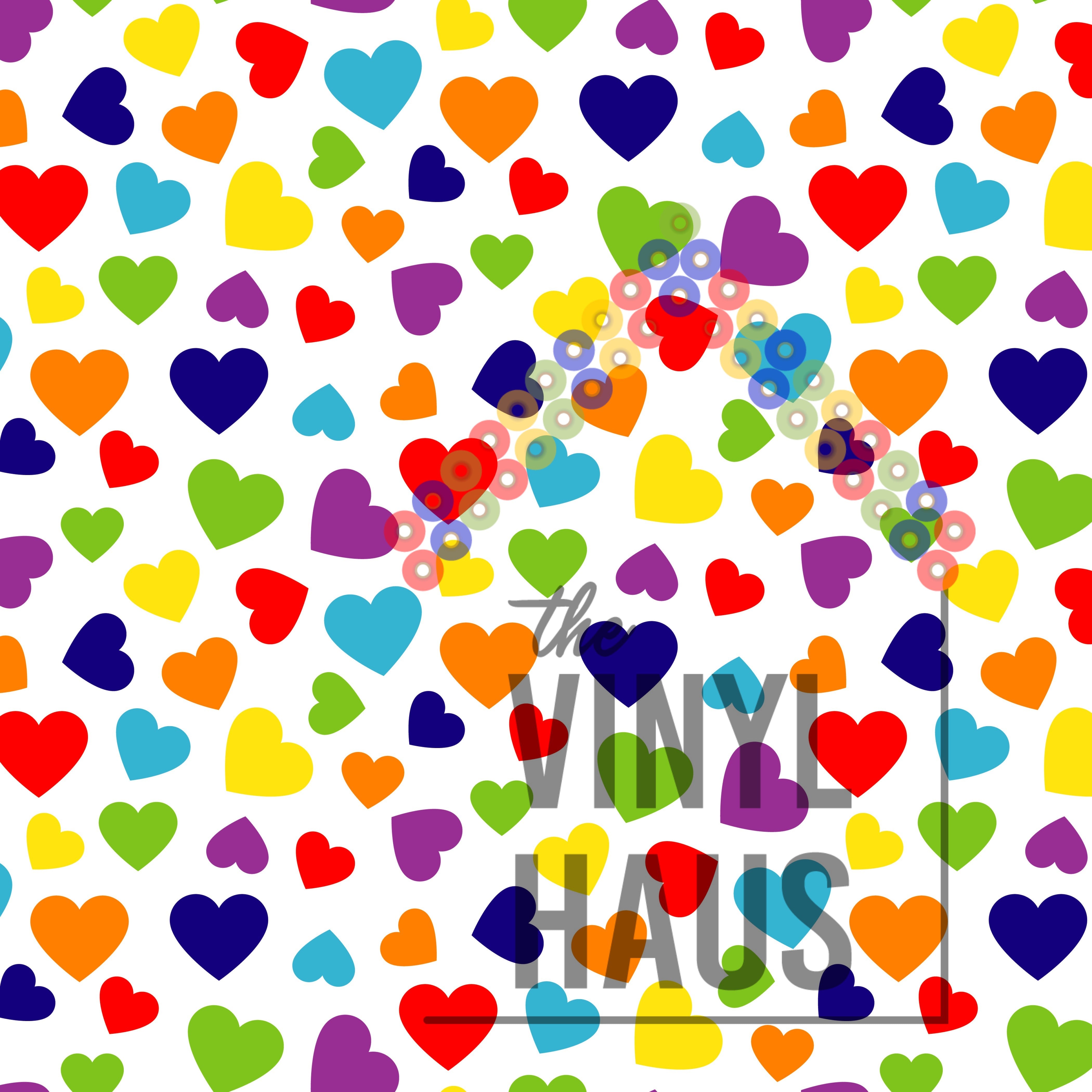 Rainbow Hearts PRIDE Pattern Vinyl 12" x 12" - The Vinyl Haus