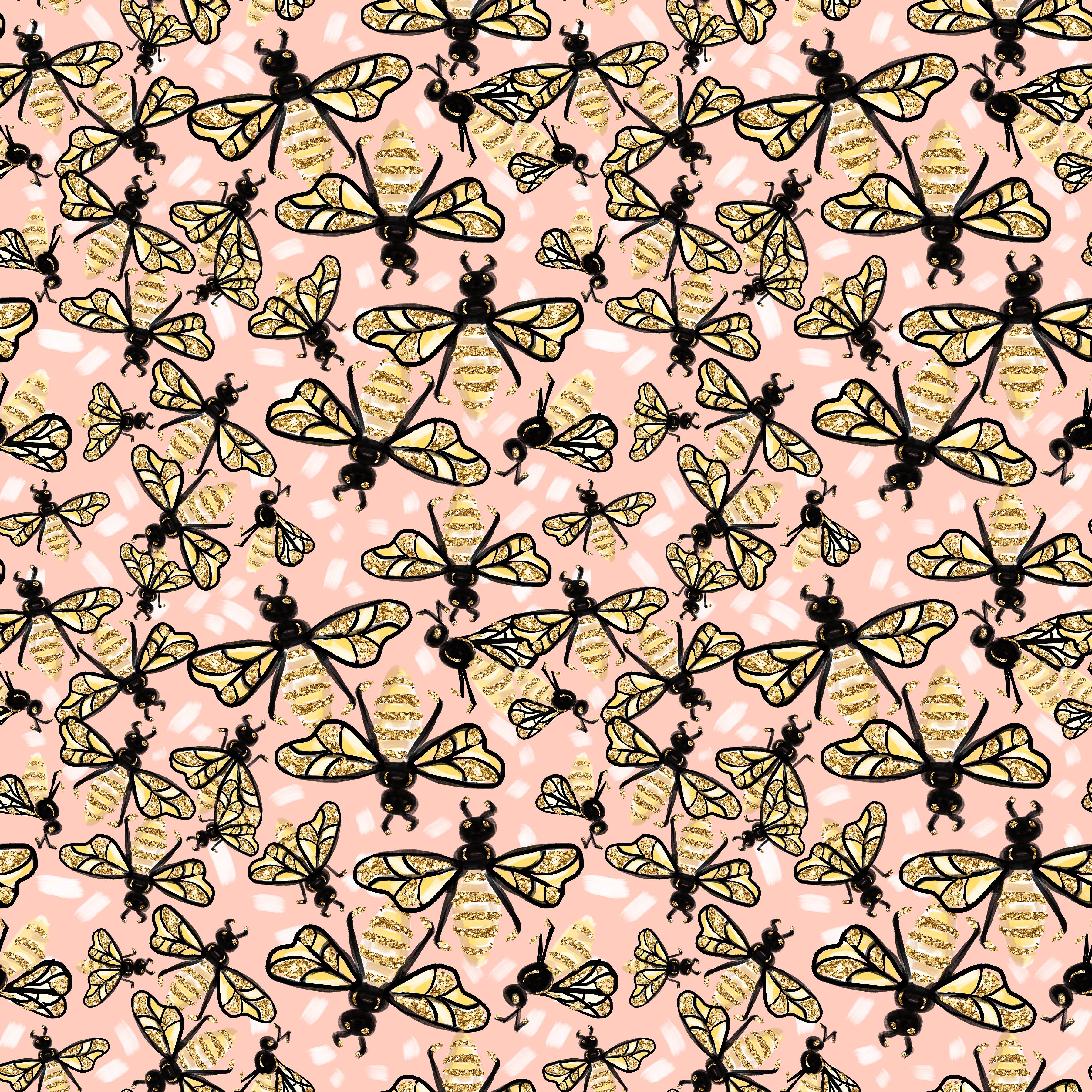 Golden Bees Yellow Background Pattern Vinyl 12" x 12" - The Vinyl Haus