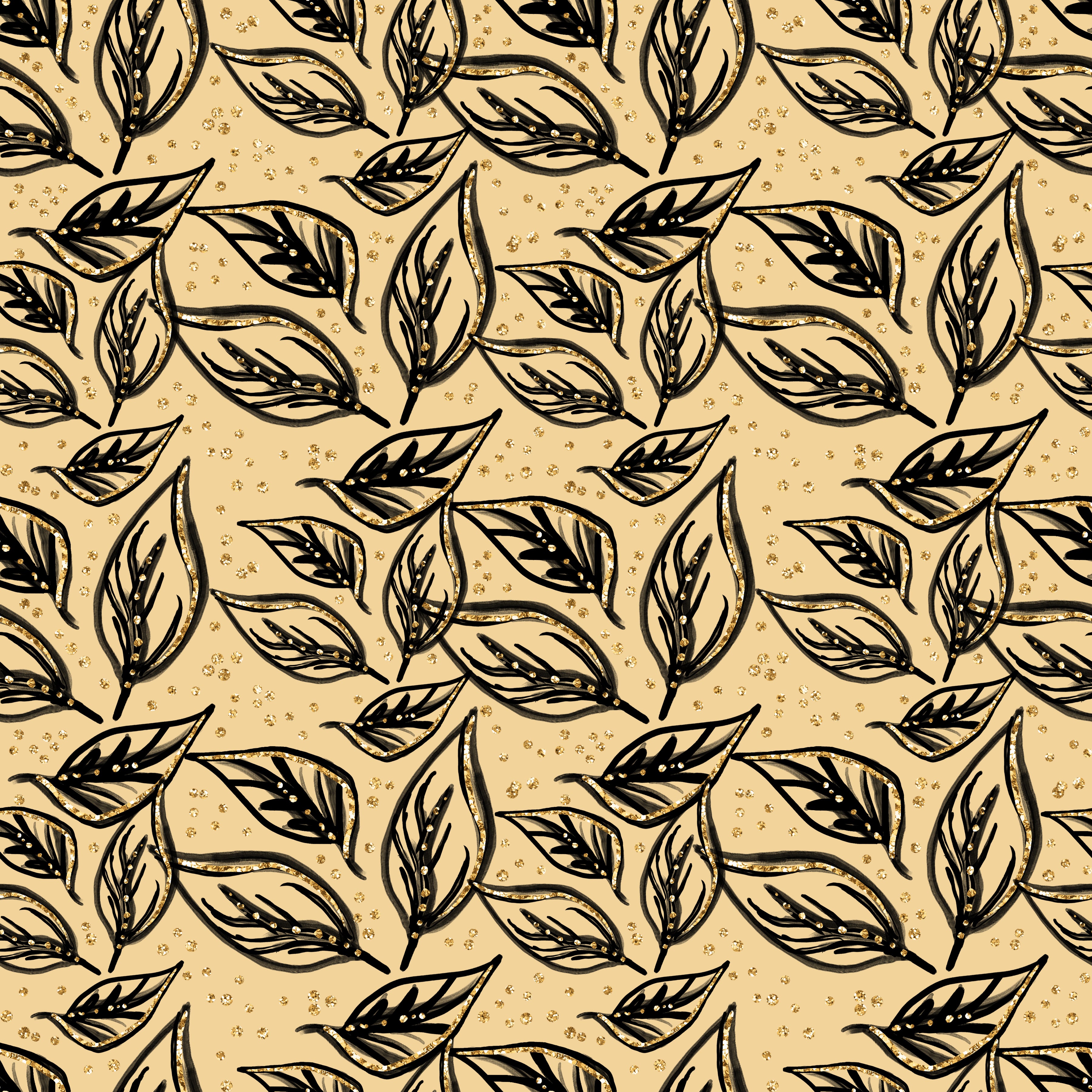 Golden Leaves Pattern Vinyl 12" x 12" - The Vinyl Haus