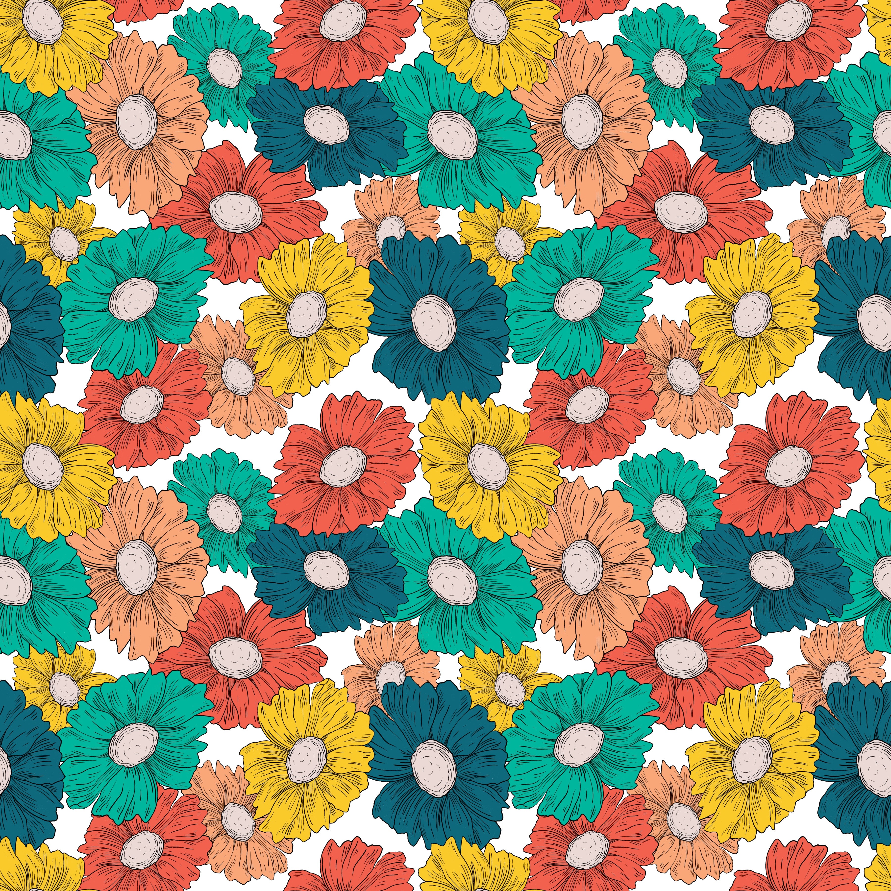 Retro Daisies Pattern Vinyl 12" x 12" - The Vinyl Haus