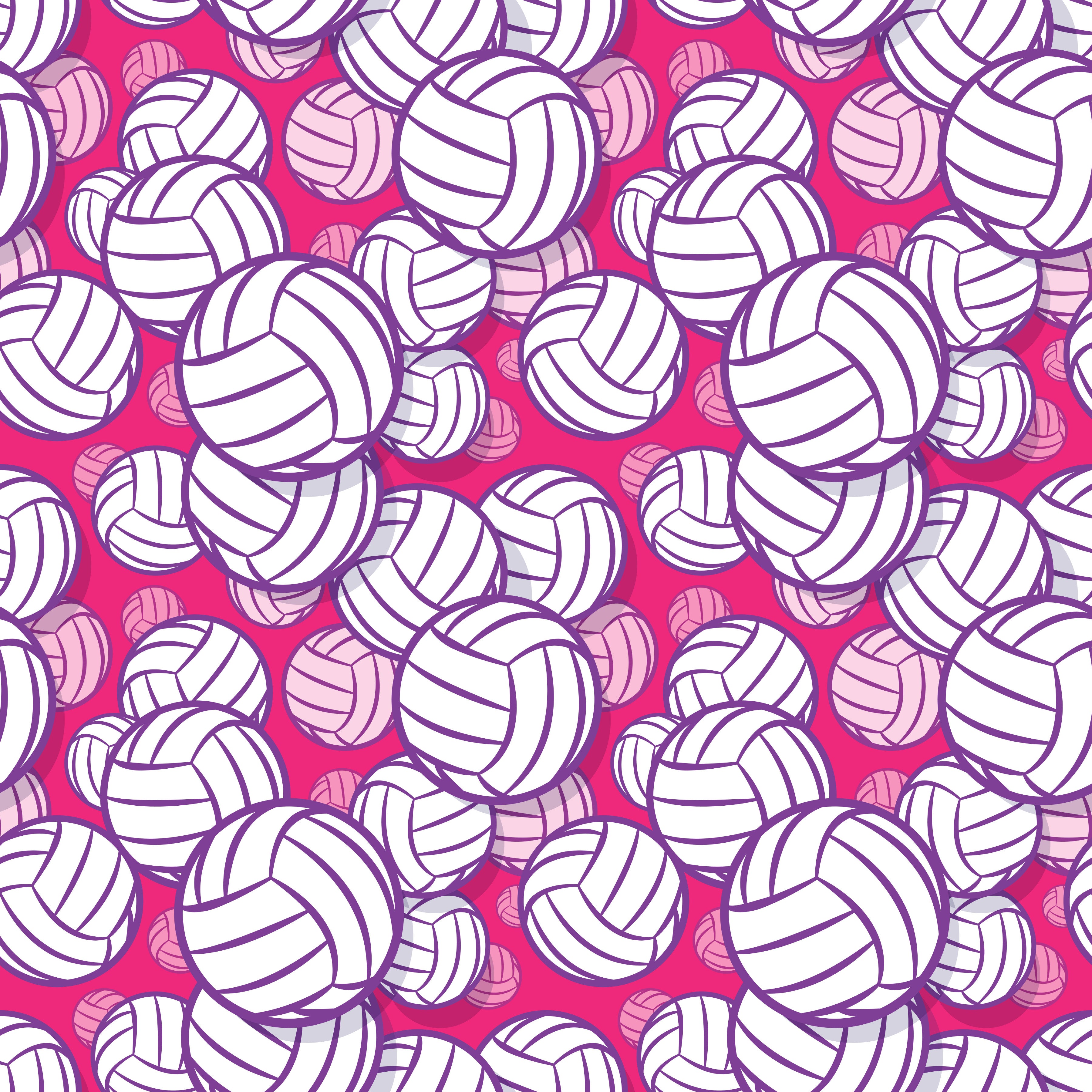 Small Volleyballs Pink Background Pattern Vinyl 12" x 12" - The Vinyl Haus