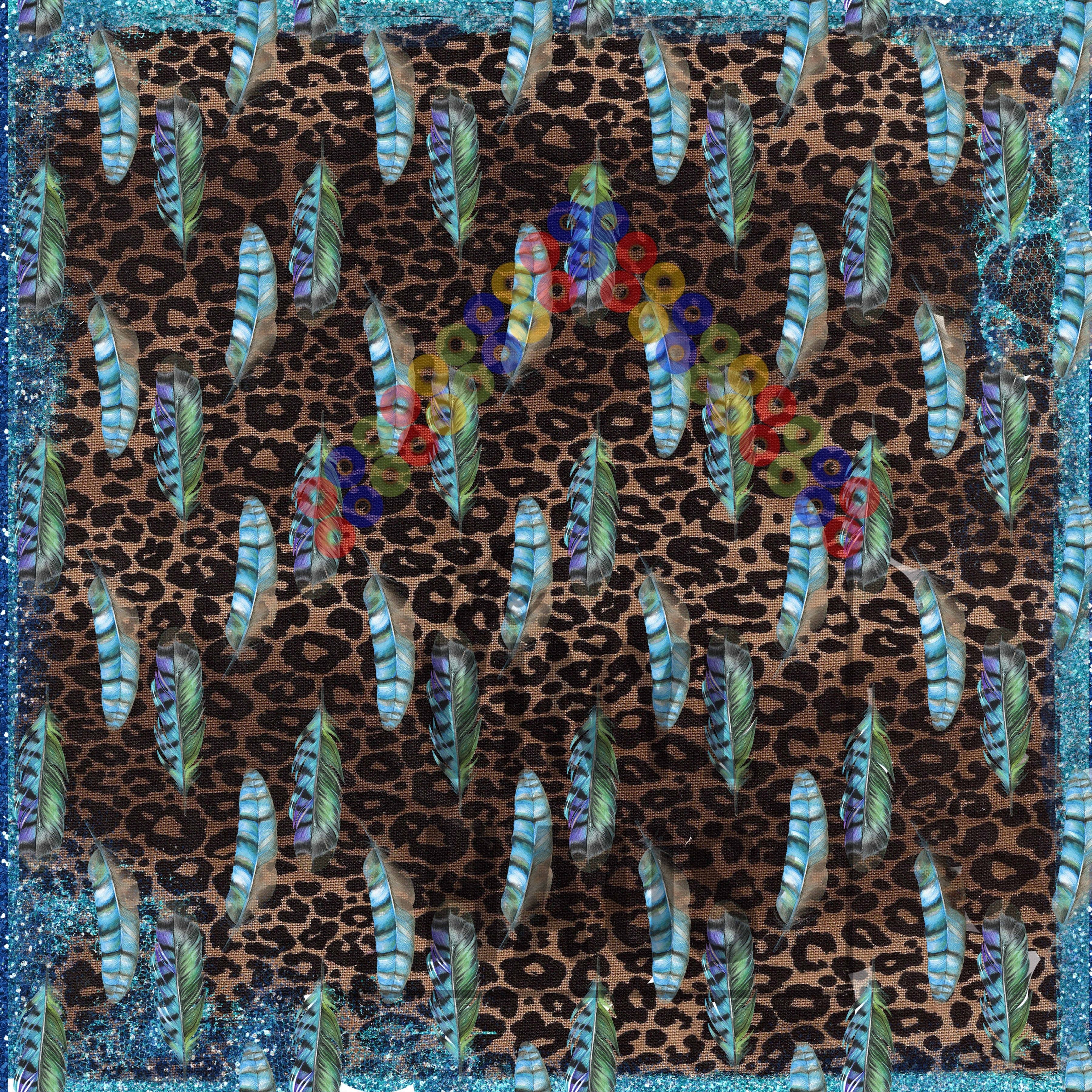 Blue Feather Leopard Pattern Vinyl 12" x 12" - The Vinyl Haus