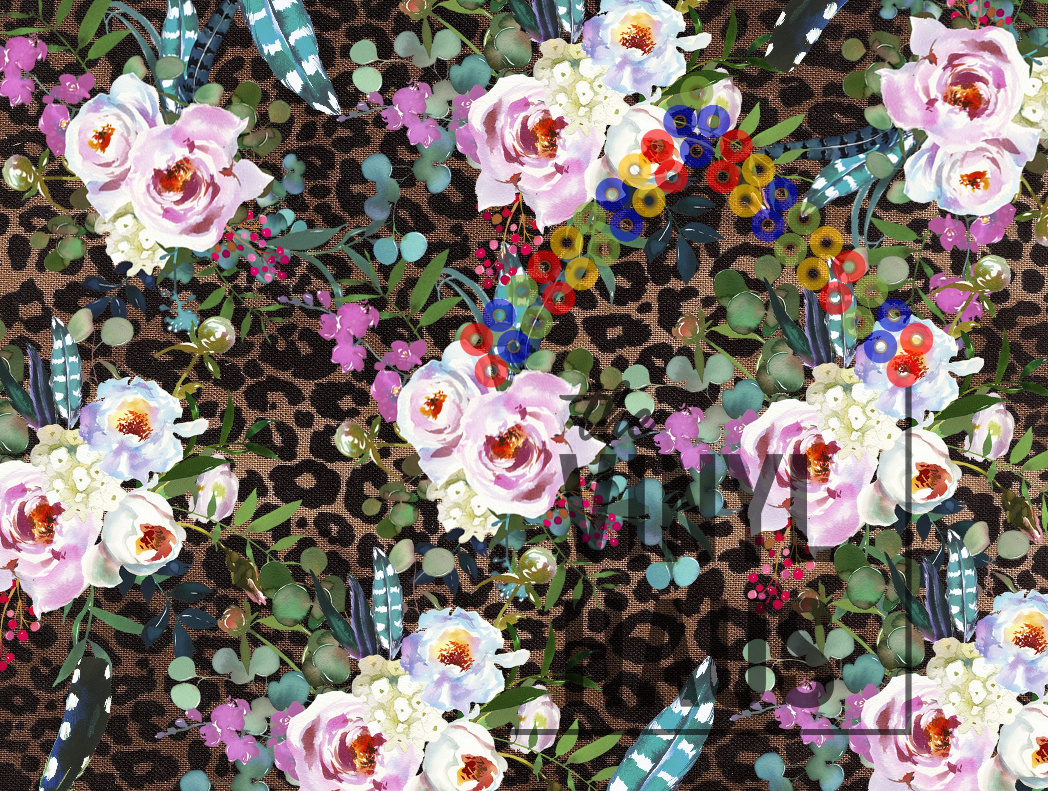 Leopard Floral Pattern Vinyl 12" x 9" - The Vinyl Haus