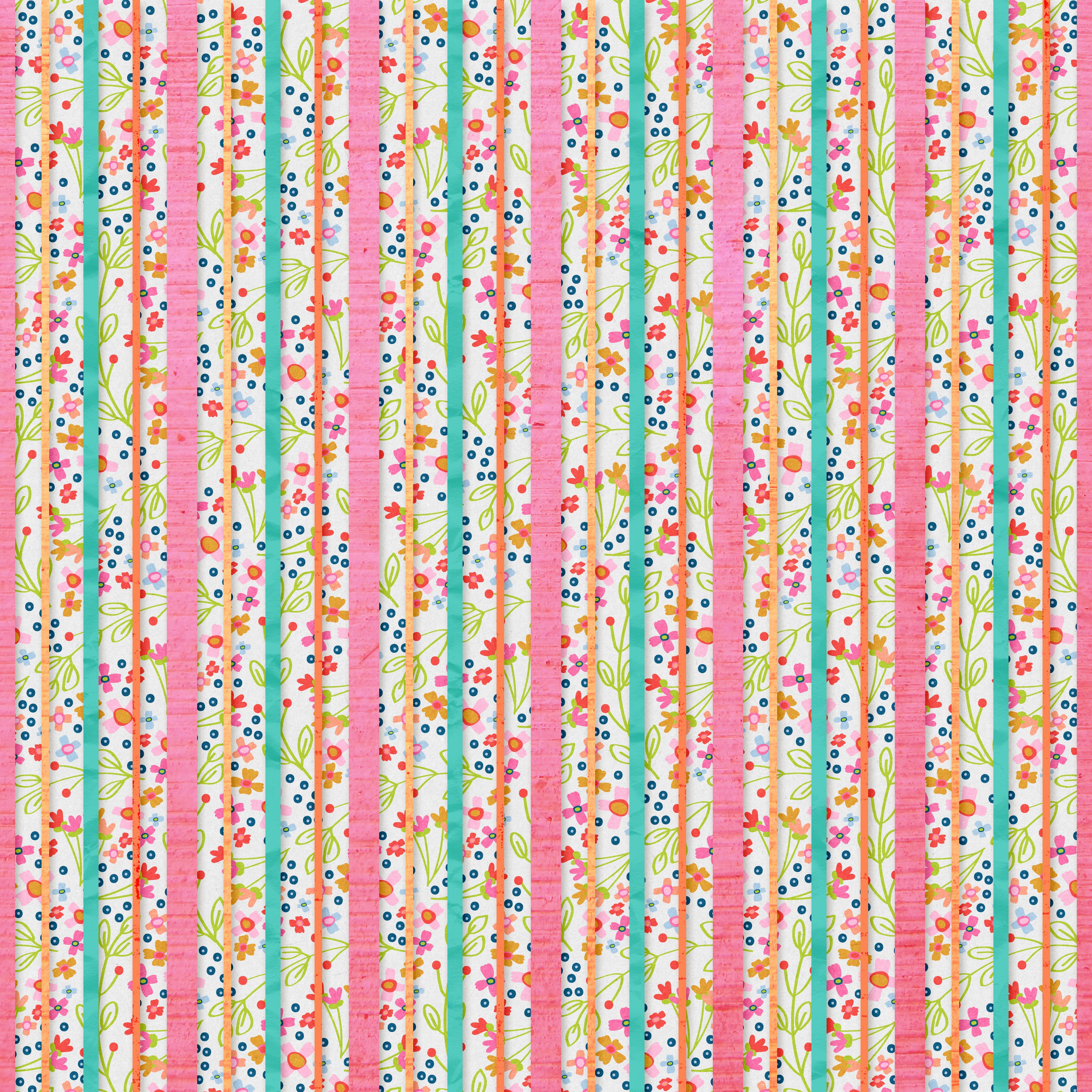 Flowers and Stripes Pattern Vinyl 12" x 12" - The Vinyl Haus