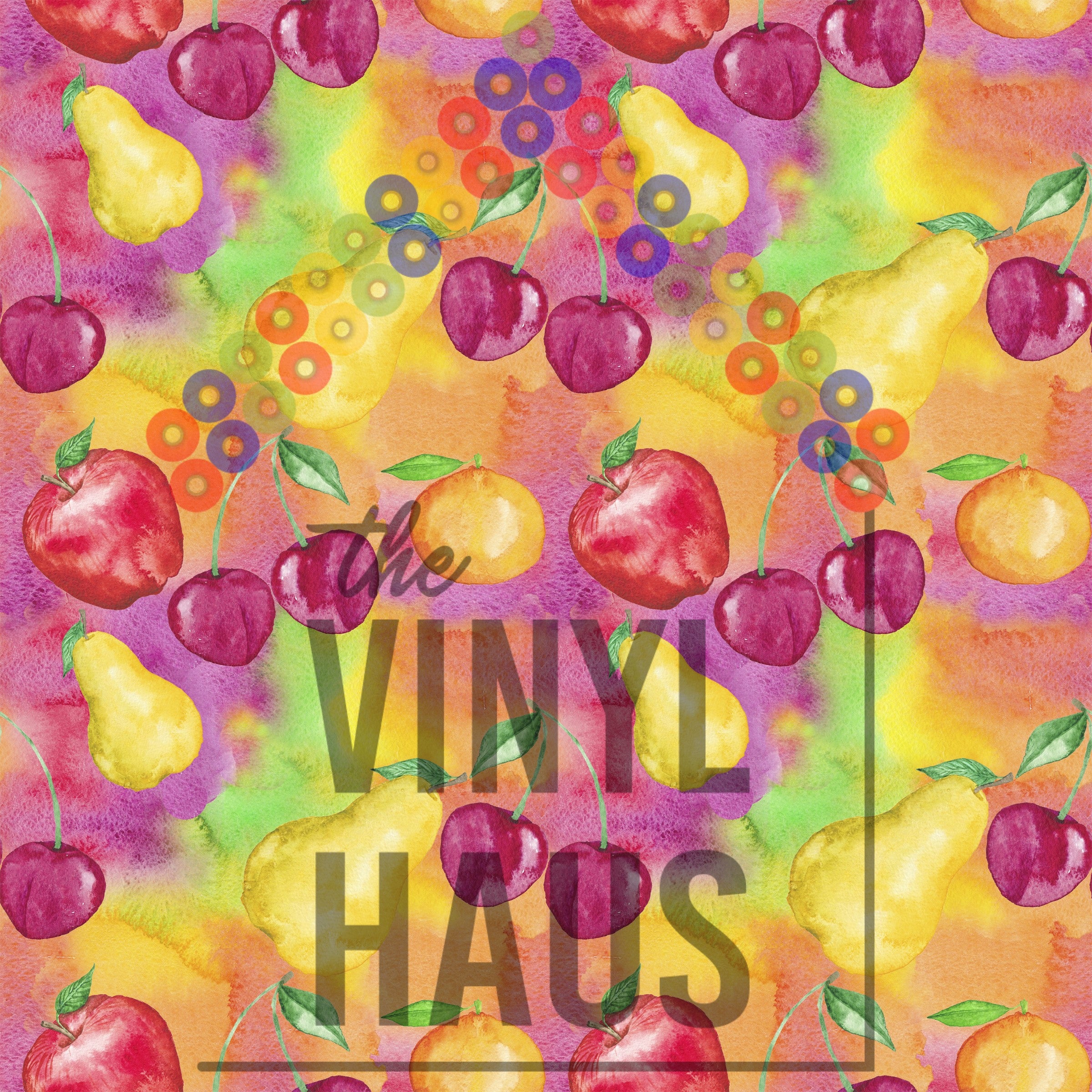 Watercolor Fruits Pattern Vinyl 12" x 9" - The Vinyl Haus