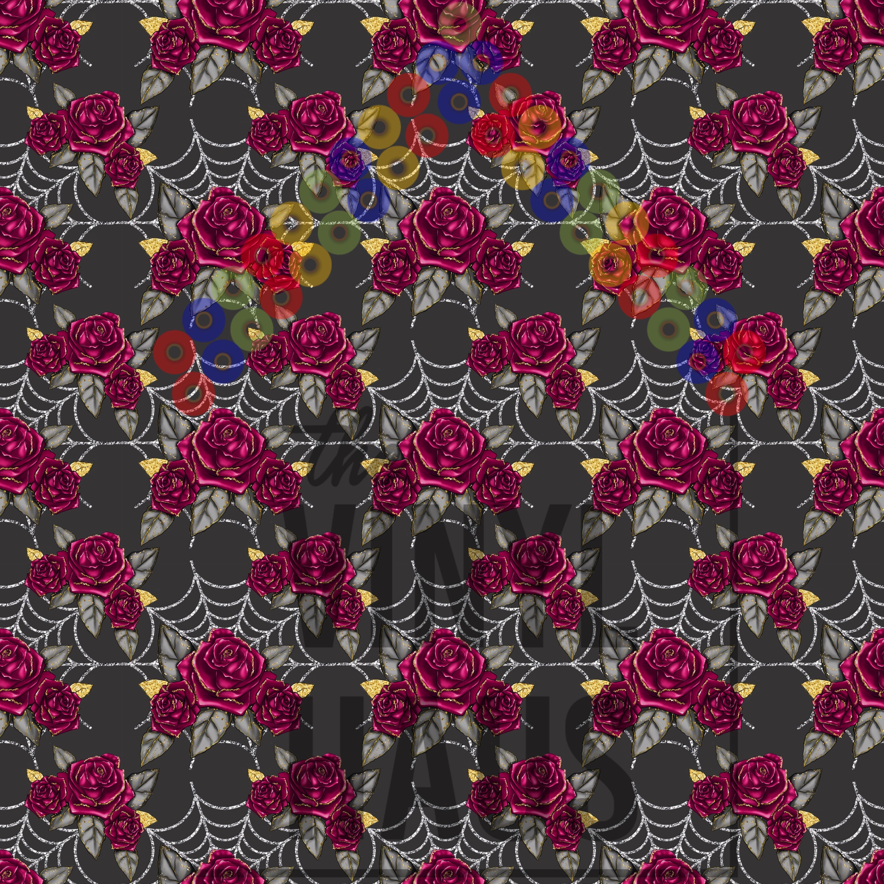 Gothic Spiderwebs and Roses Pattern Vinyl 12" x 12" - The Vinyl Haus