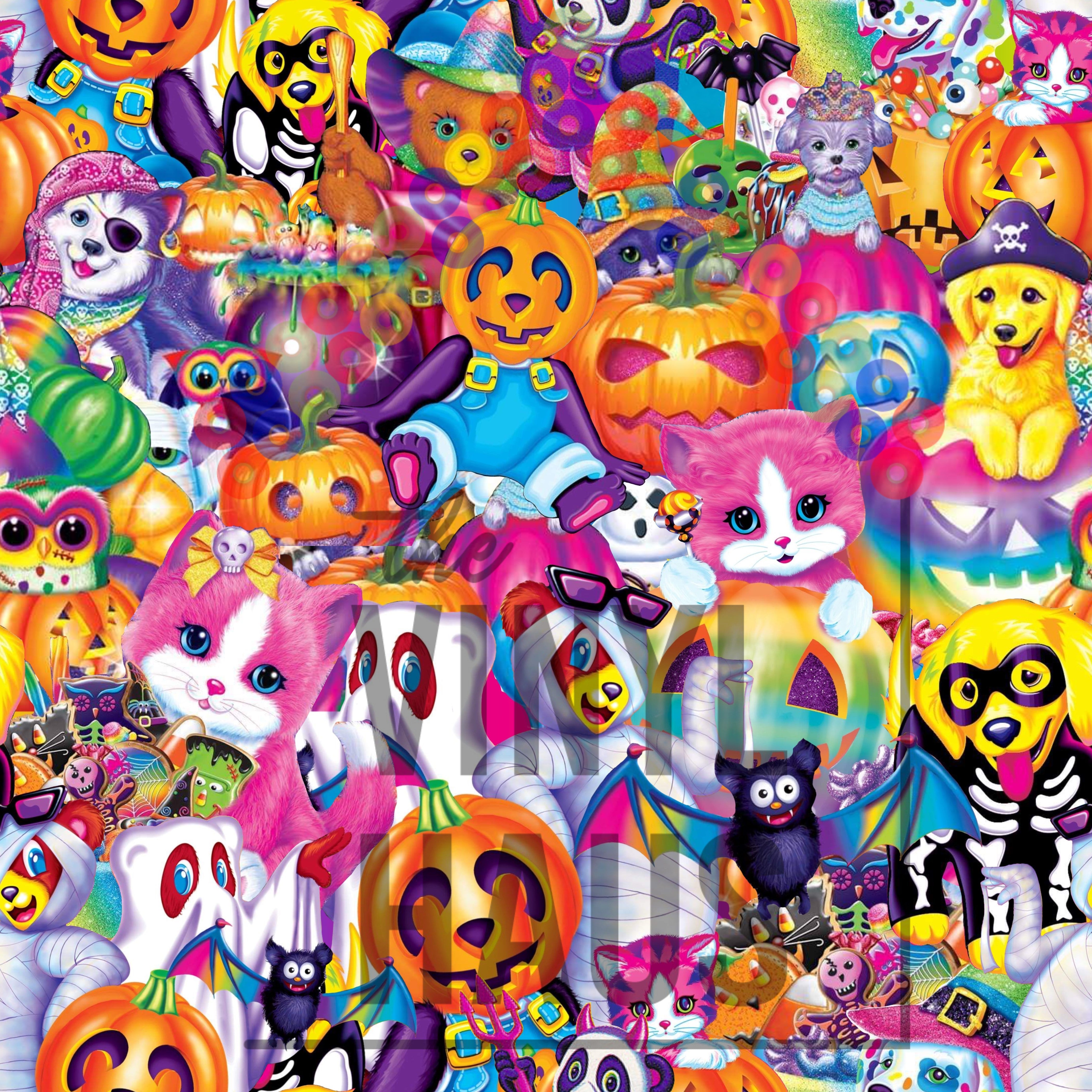 90s Lisa Frank Halloween Pattern Vinyl 12" x 12" - The Vinyl Haus