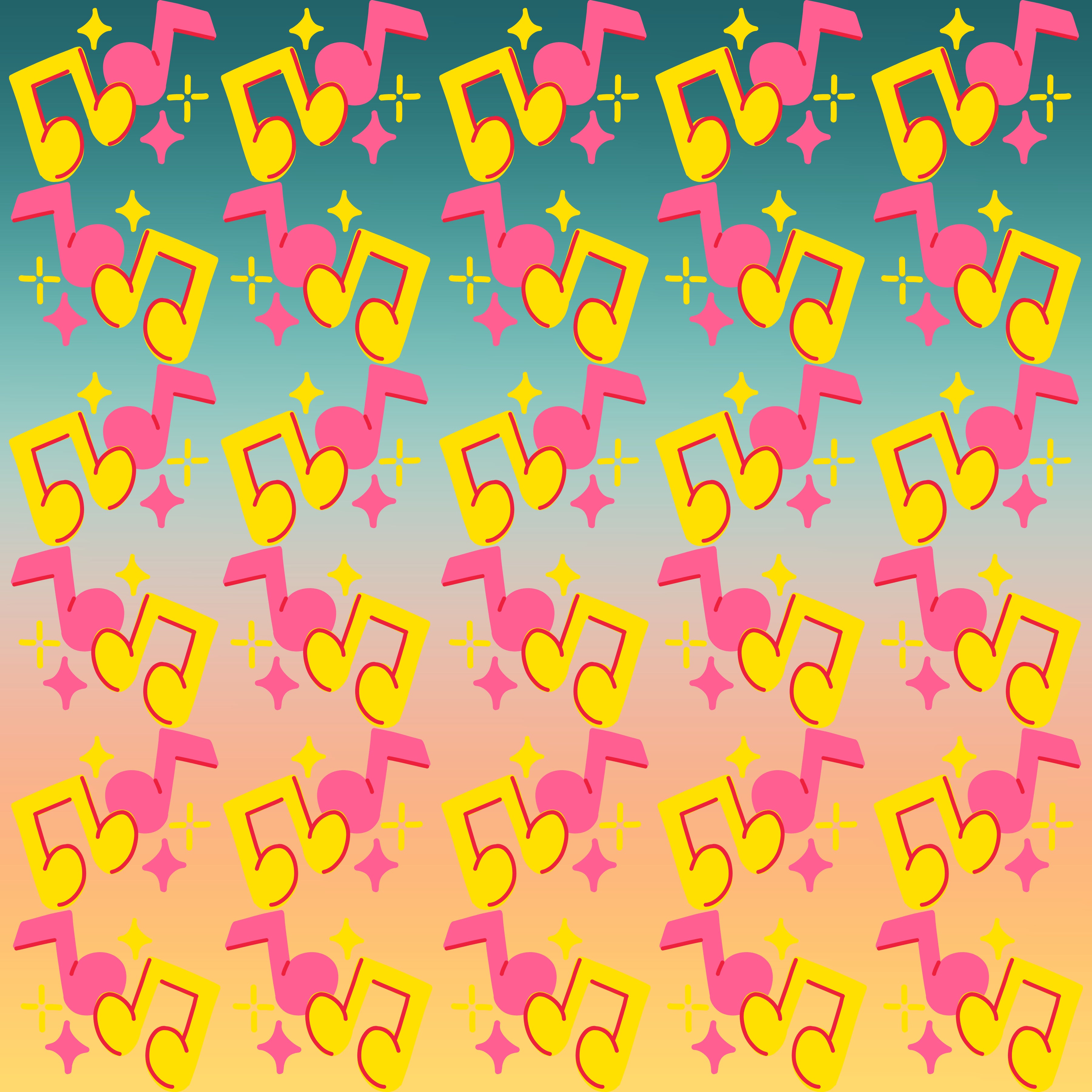 Neon Music Notes Pattern Vinyl 12" x 12" - The Vinyl Haus