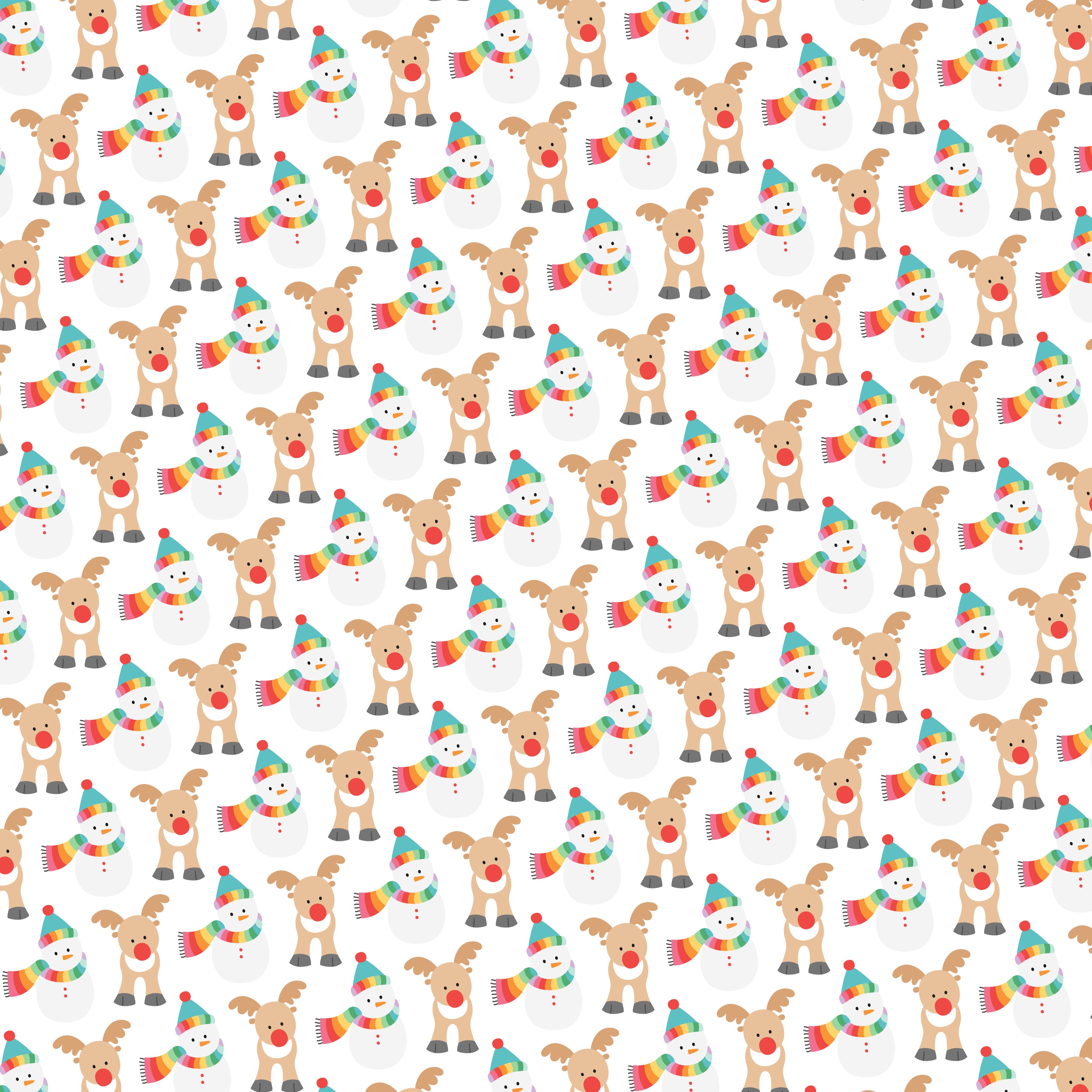 Bright Rainbow Snowmen and Reindeer Pattern Vinyl 12" x 12" - The Vinyl Haus