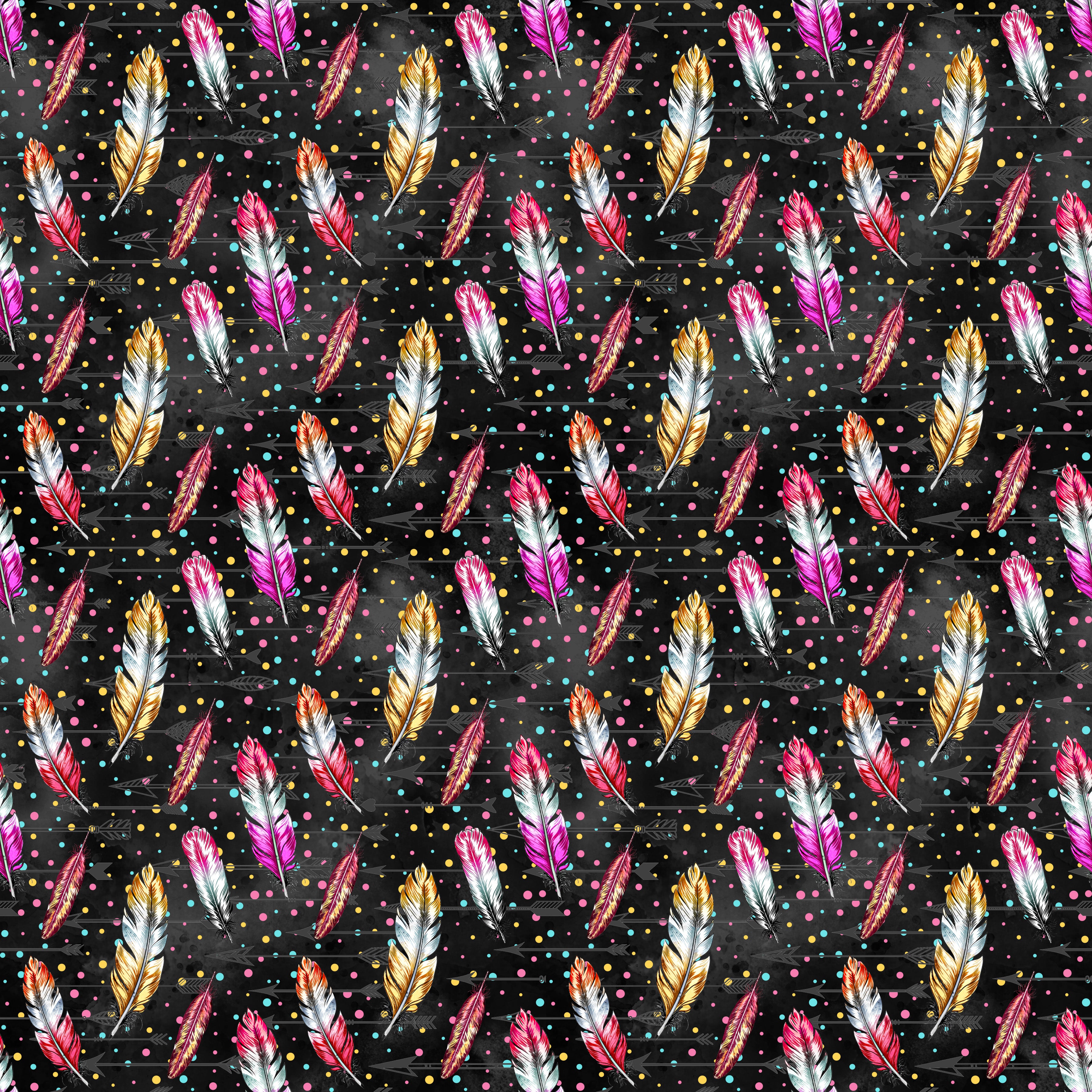 Boho Feathers and Polka Dots Pattern Vinyl 12" x 12" - The Vinyl Haus