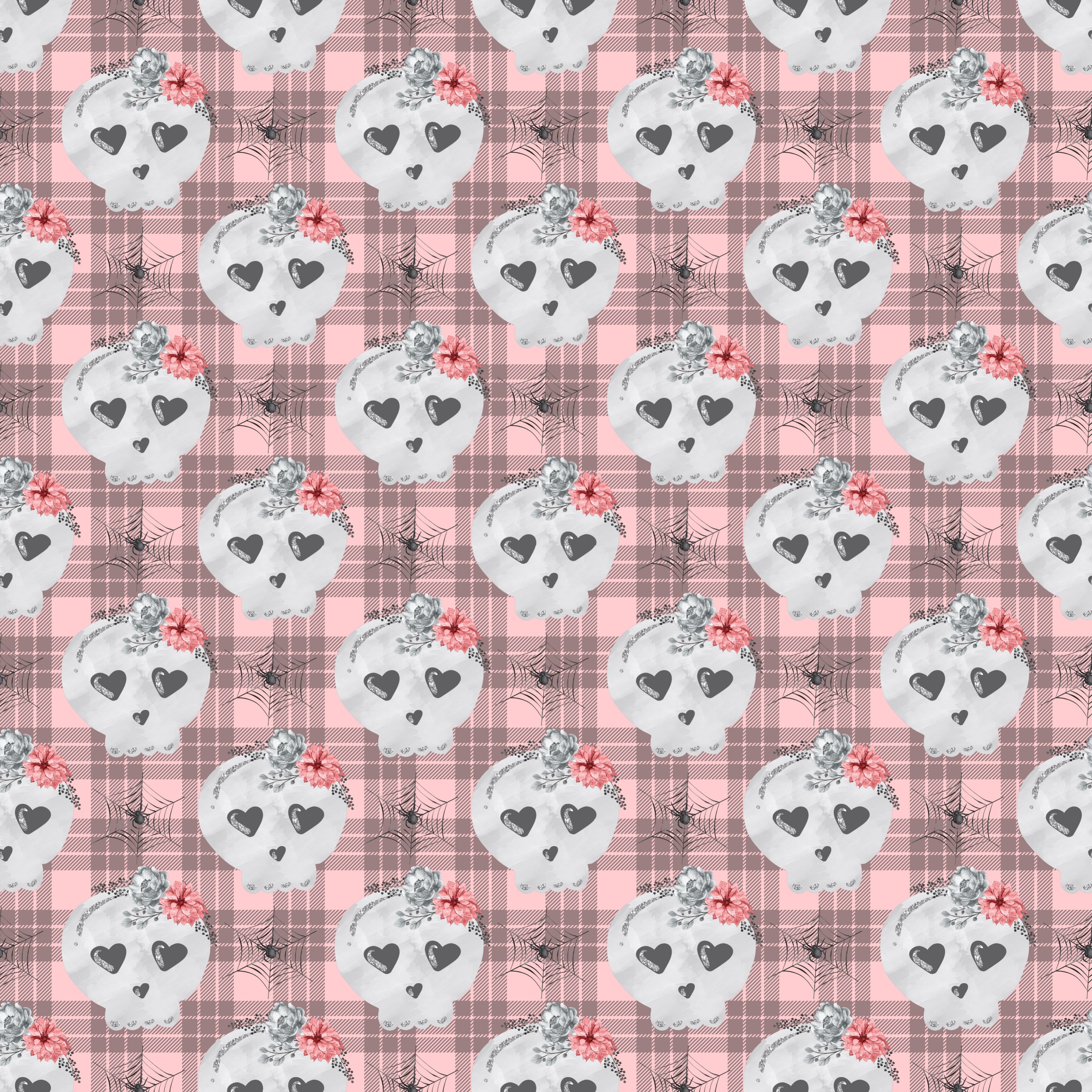 Pastel Skeletons Plaid Background Pattern Vinyl 12" x 12" - The Vinyl Haus