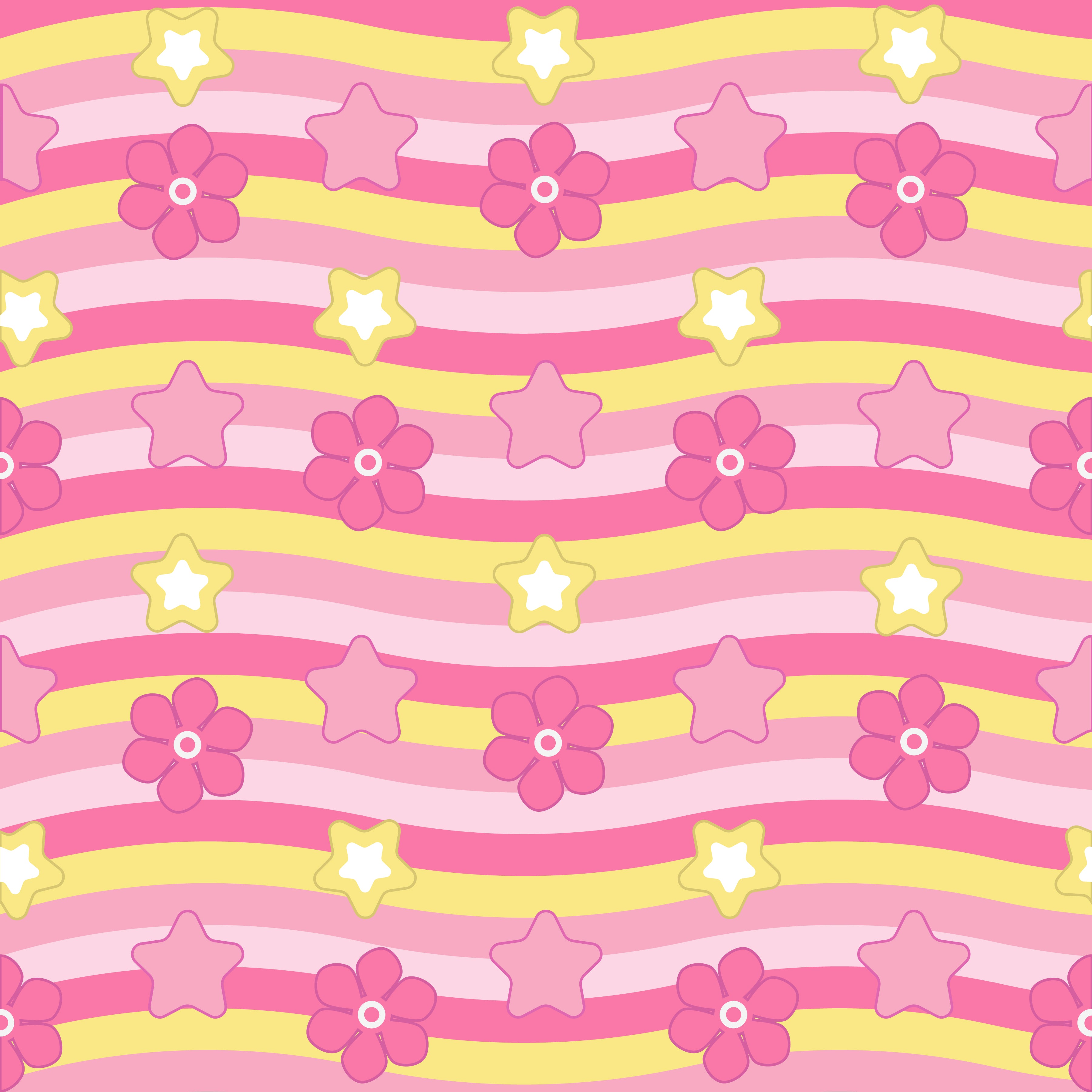 Groovy Pastel Waves and Daisies Patterned Vinyl 12" x 12" - The Vinyl Haus