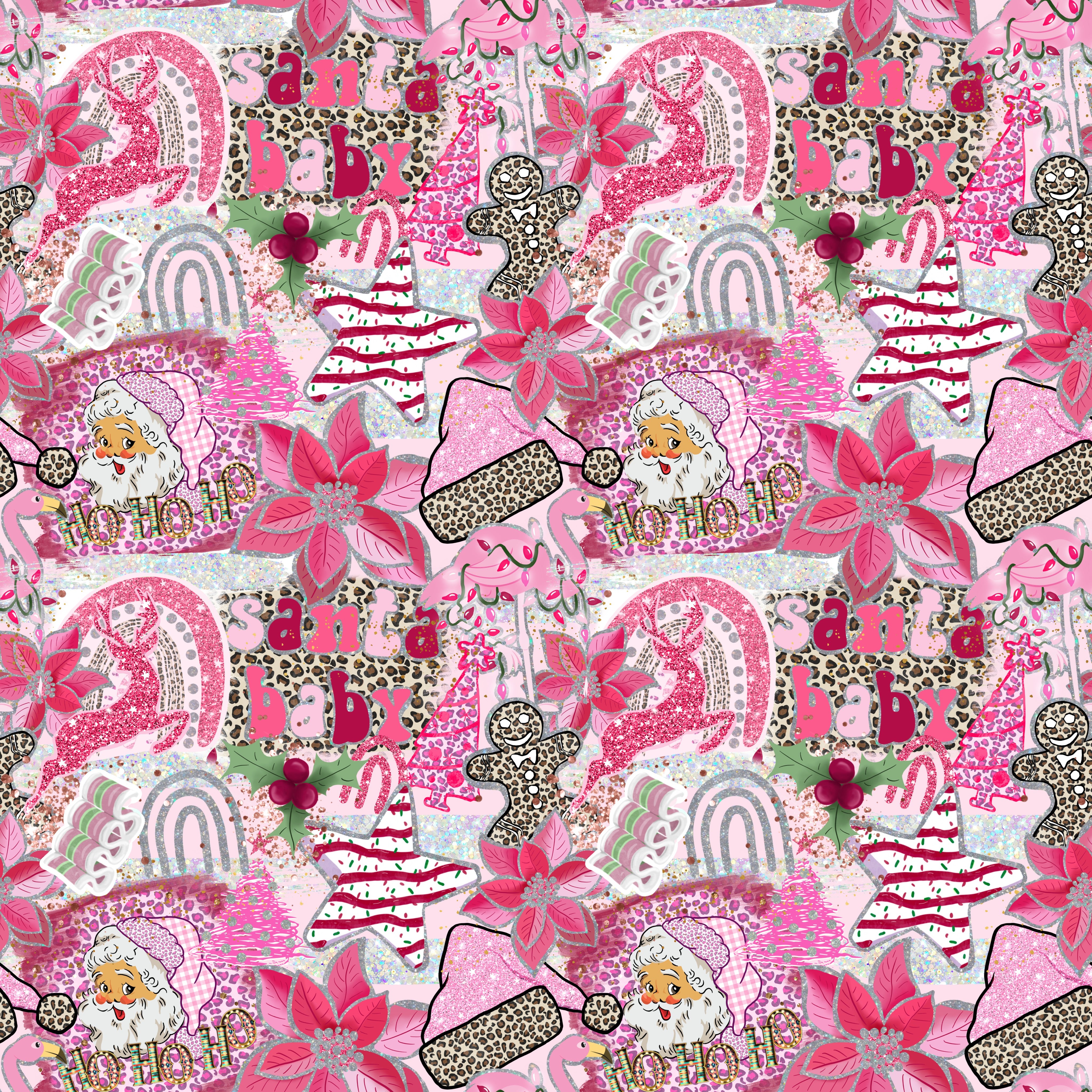 Pink Santa Baby Patterned Vinyl 12" x 12" - The Vinyl Haus