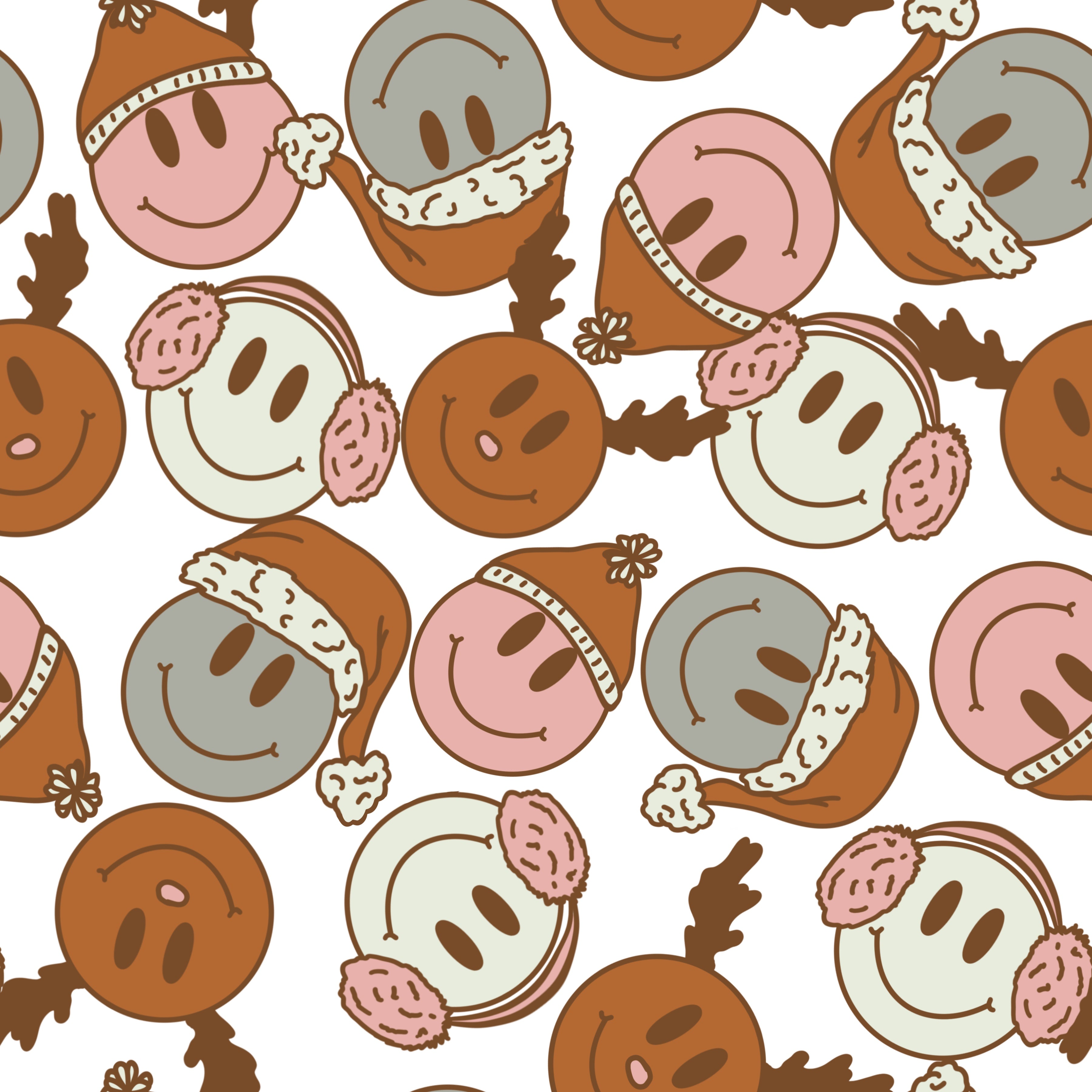 Retro Holiday Smiley Faces Patterned Vinyl 12" x 12" - The Vinyl Haus