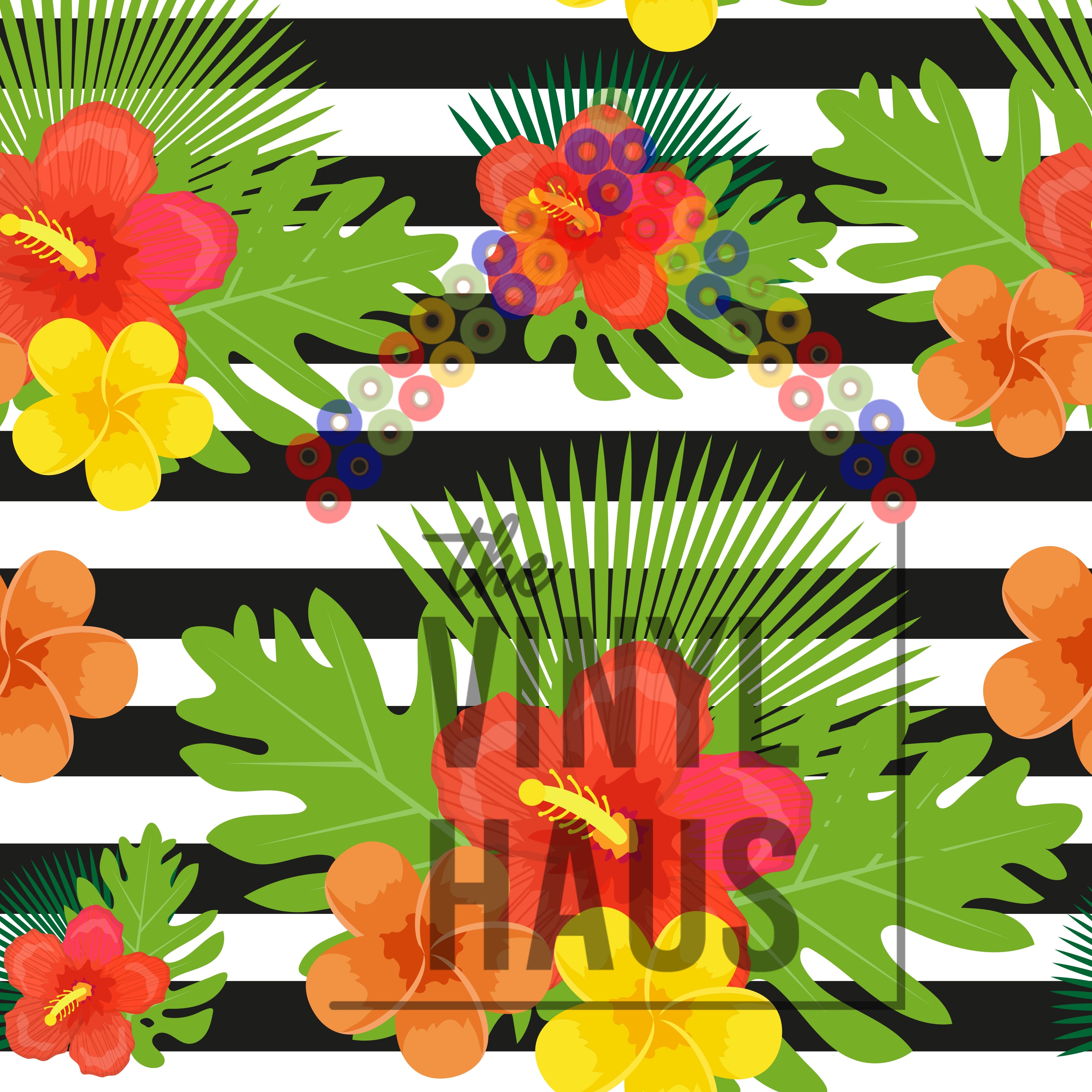 Stripe Floral Pattern Vinyl 12" x 12" - The Vinyl Haus
