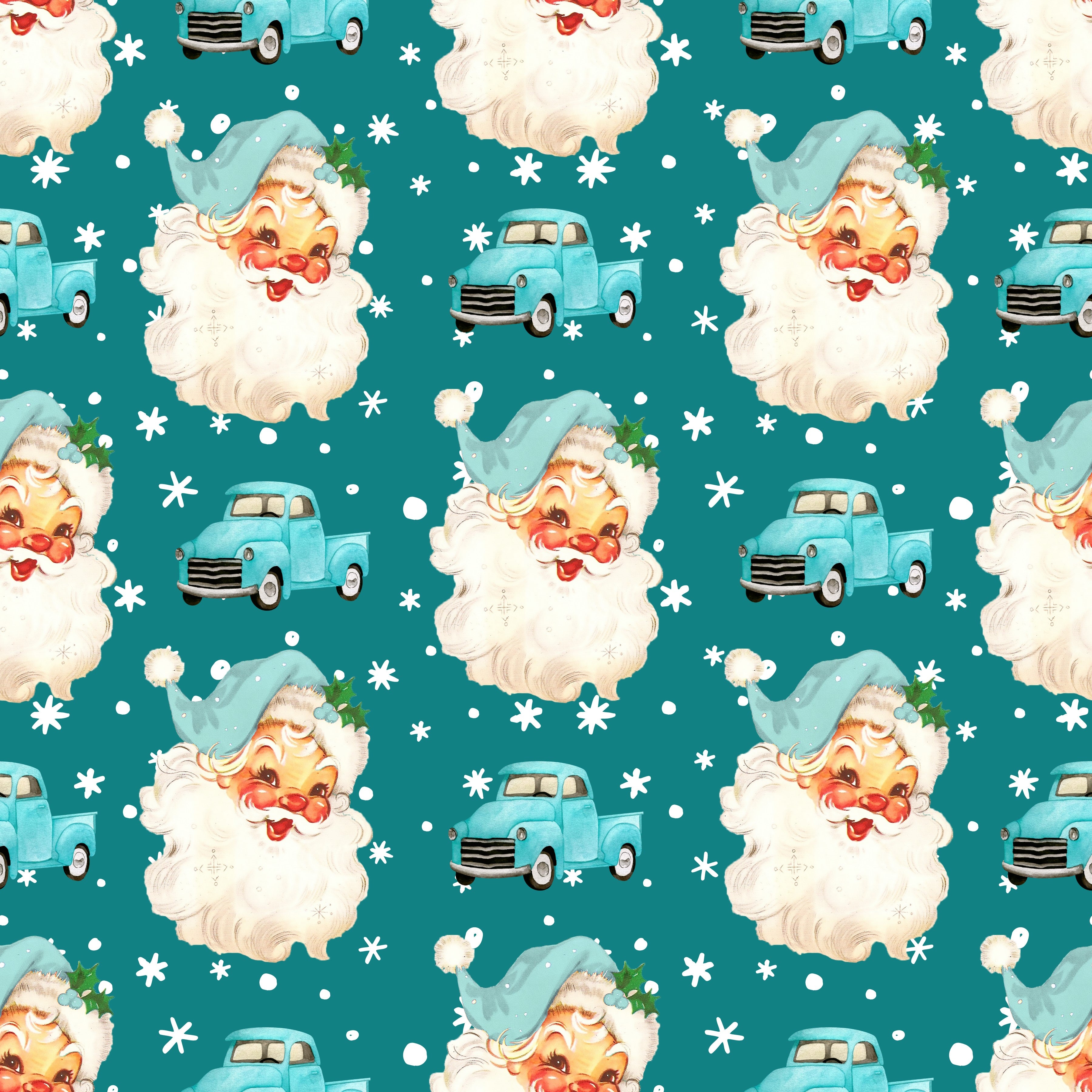 Vintage Santa and Farmhouse Trucks Patterned Vinyl 12" x 12" - The Vinyl Haus