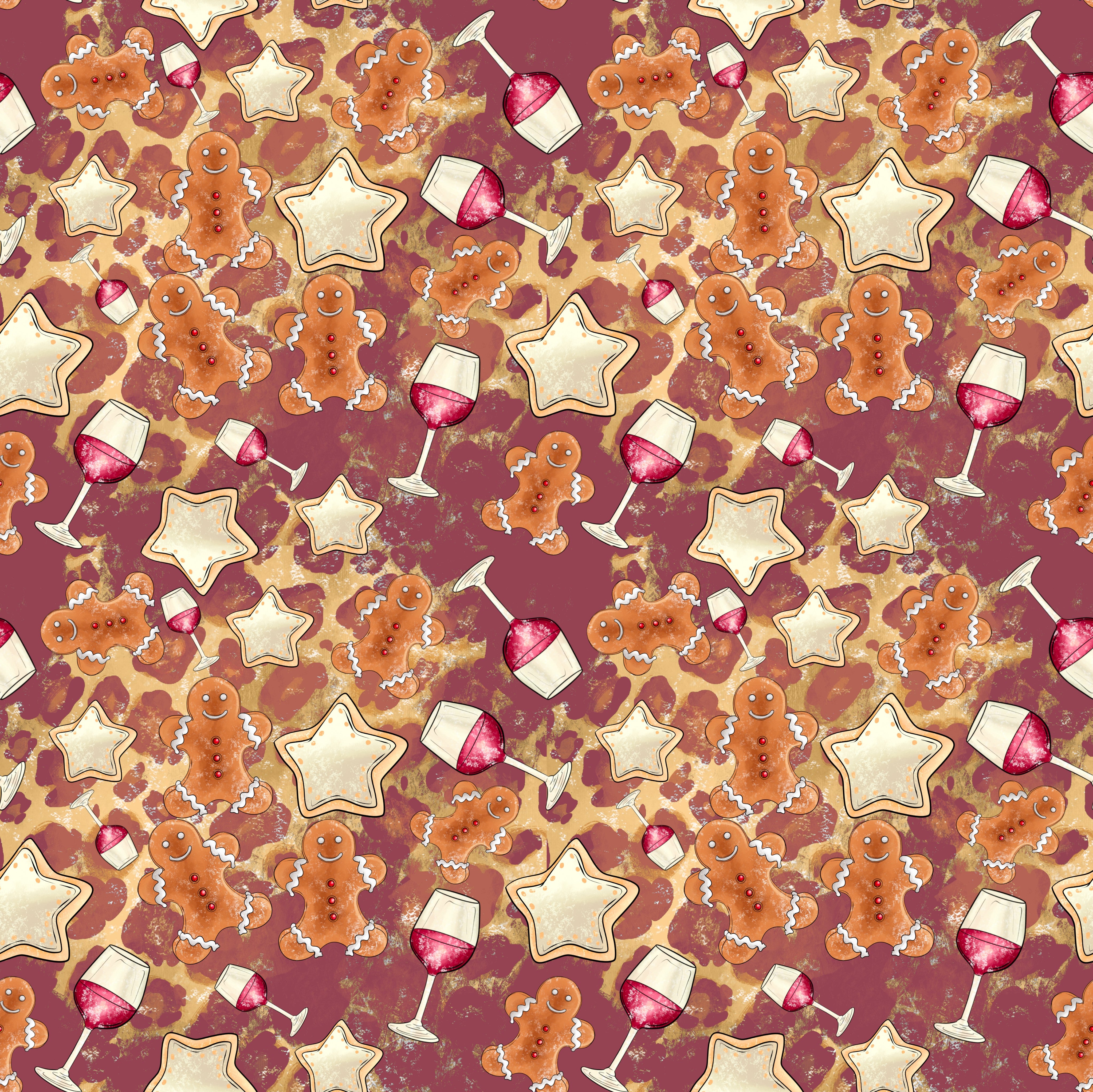 Gingerbread Men and Wine Glasses Patterned Vinyl 12" x 12" - The Vinyl Haus