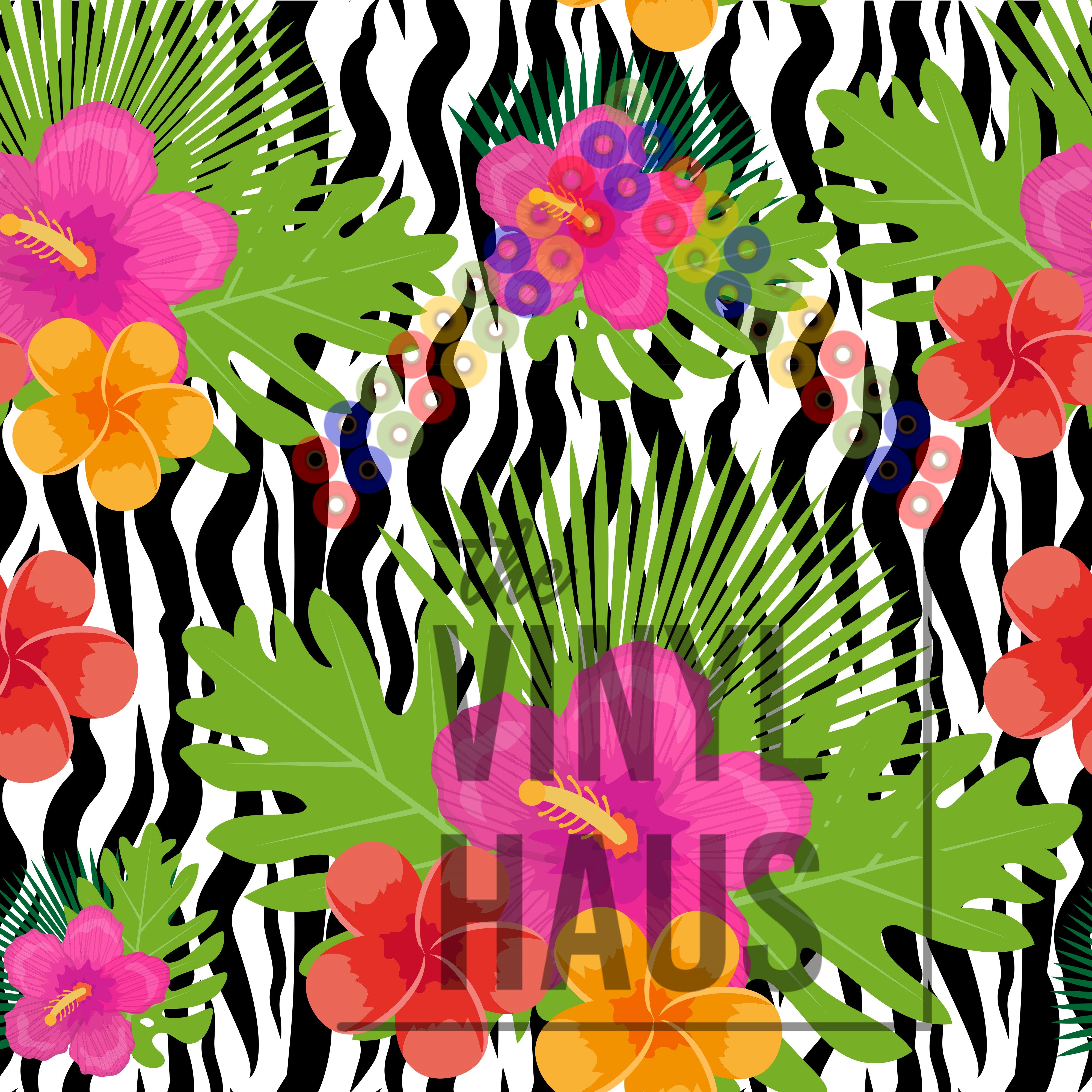Zebra Floral Pattern Vinyl 12" x 12" - The Vinyl Haus