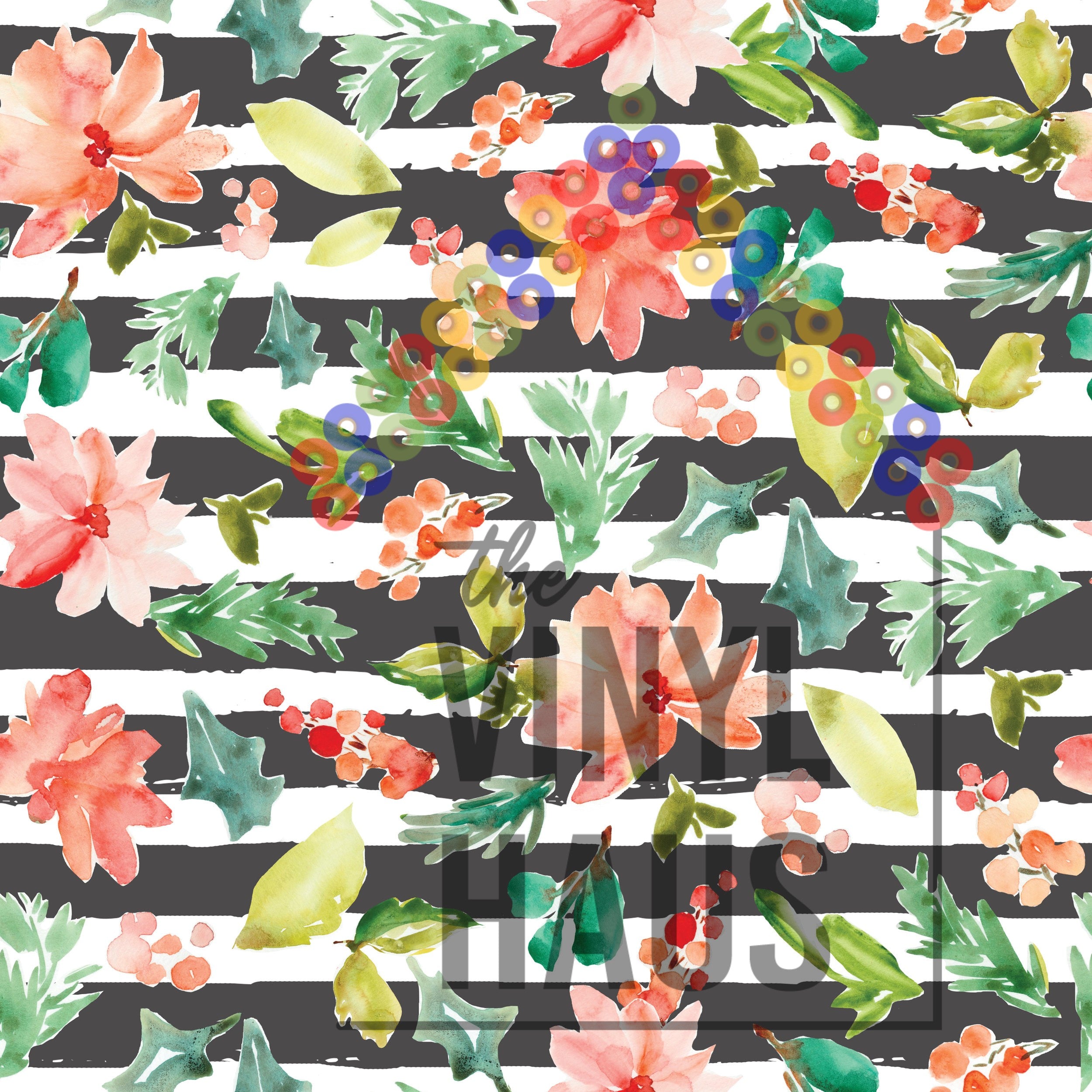 Watercolor floral stripe Pattern Vinyl 12" x 12" - The Vinyl Haus