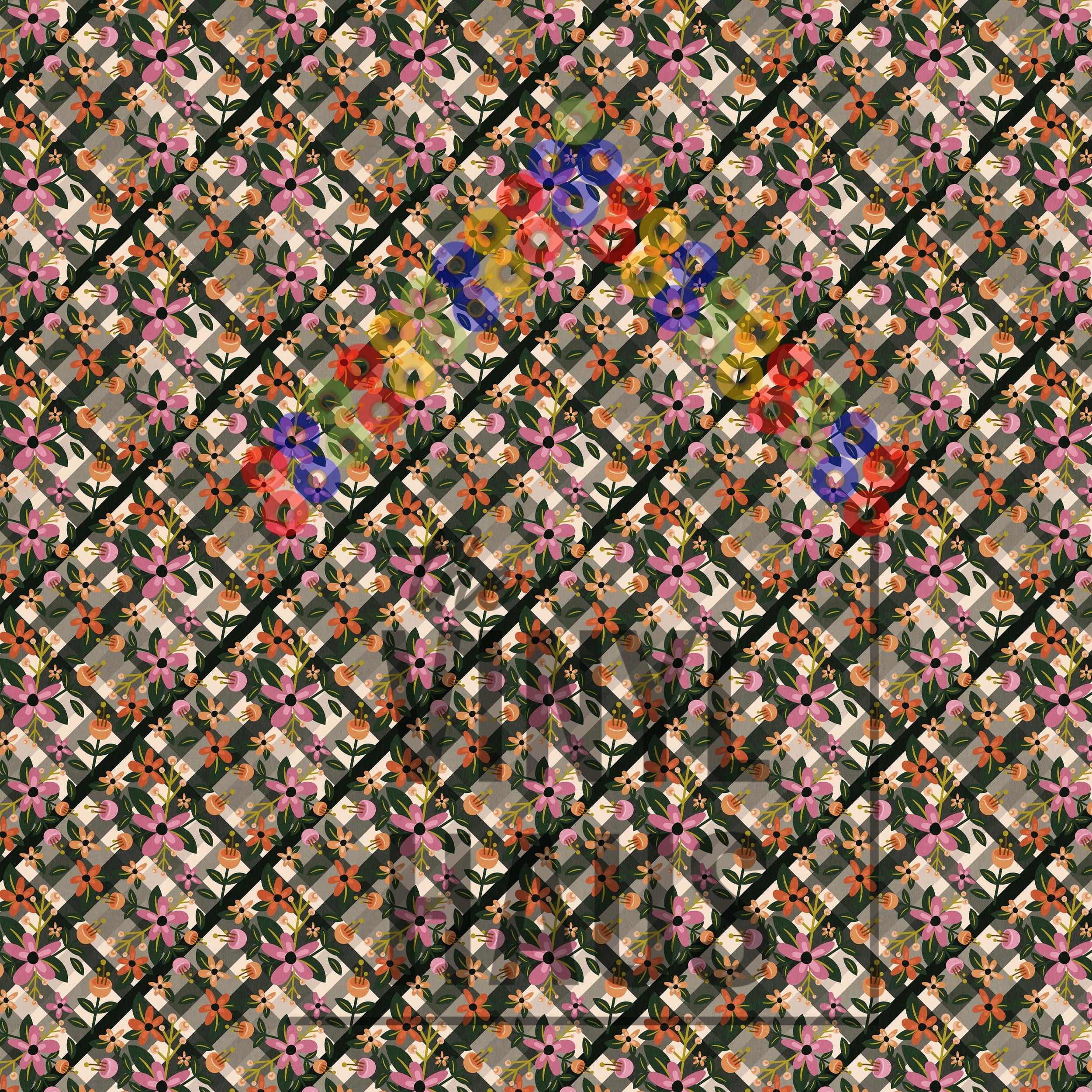 Floral Plaid Pattern Vinyl 12" x 12" - The Vinyl Haus