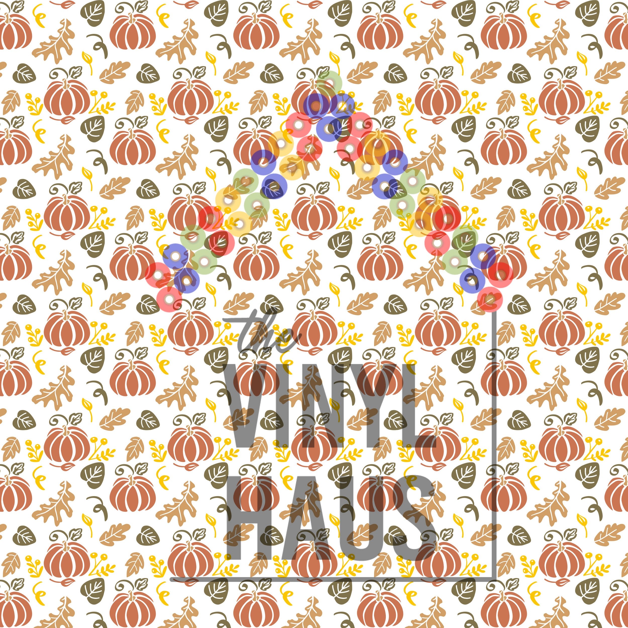 Fall Leaves with Pumpkins Pattern Vinyl 12" x 12" - The Vinyl Haus