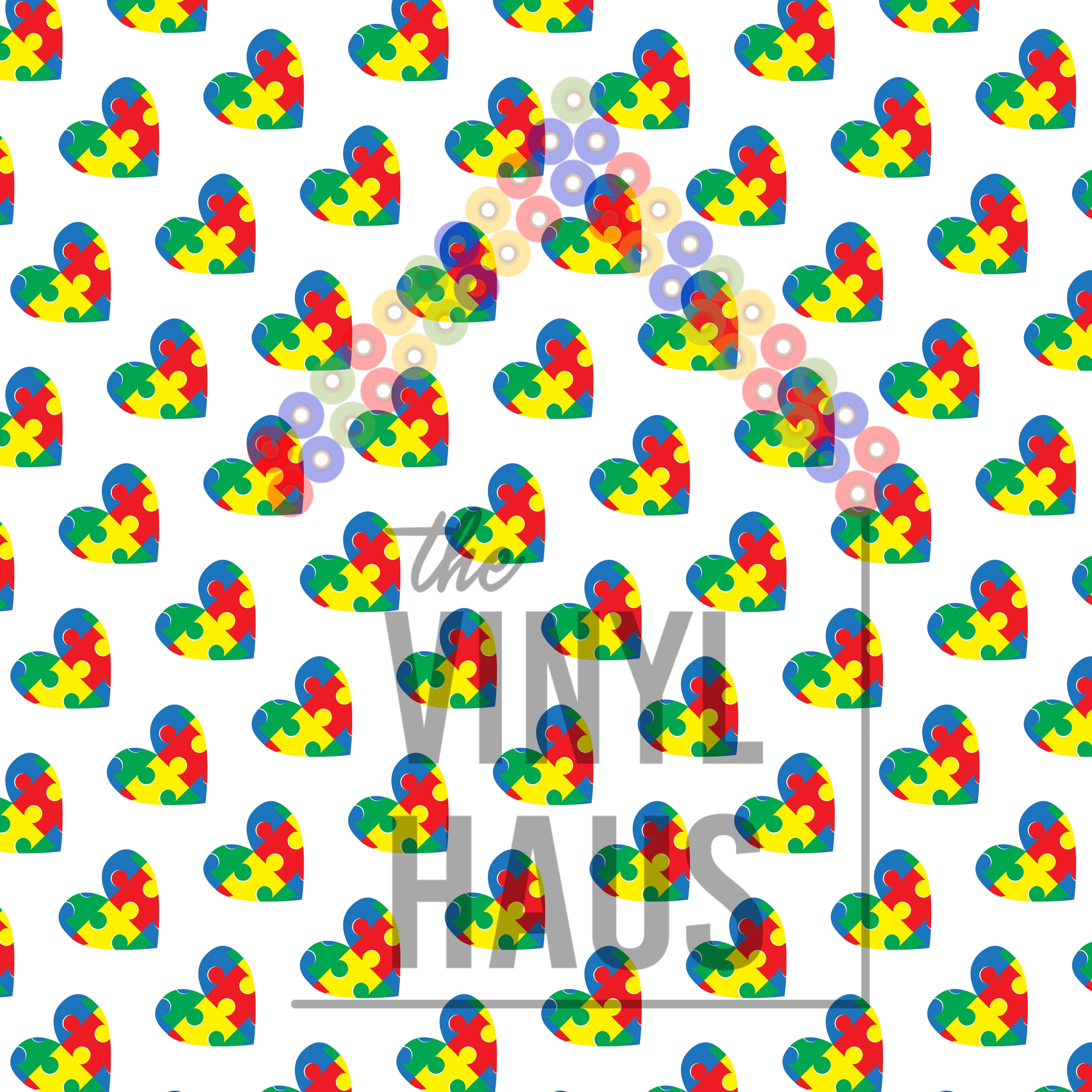 Autism Hearts Pattern Vinyl 12" x 12" - The Vinyl Haus