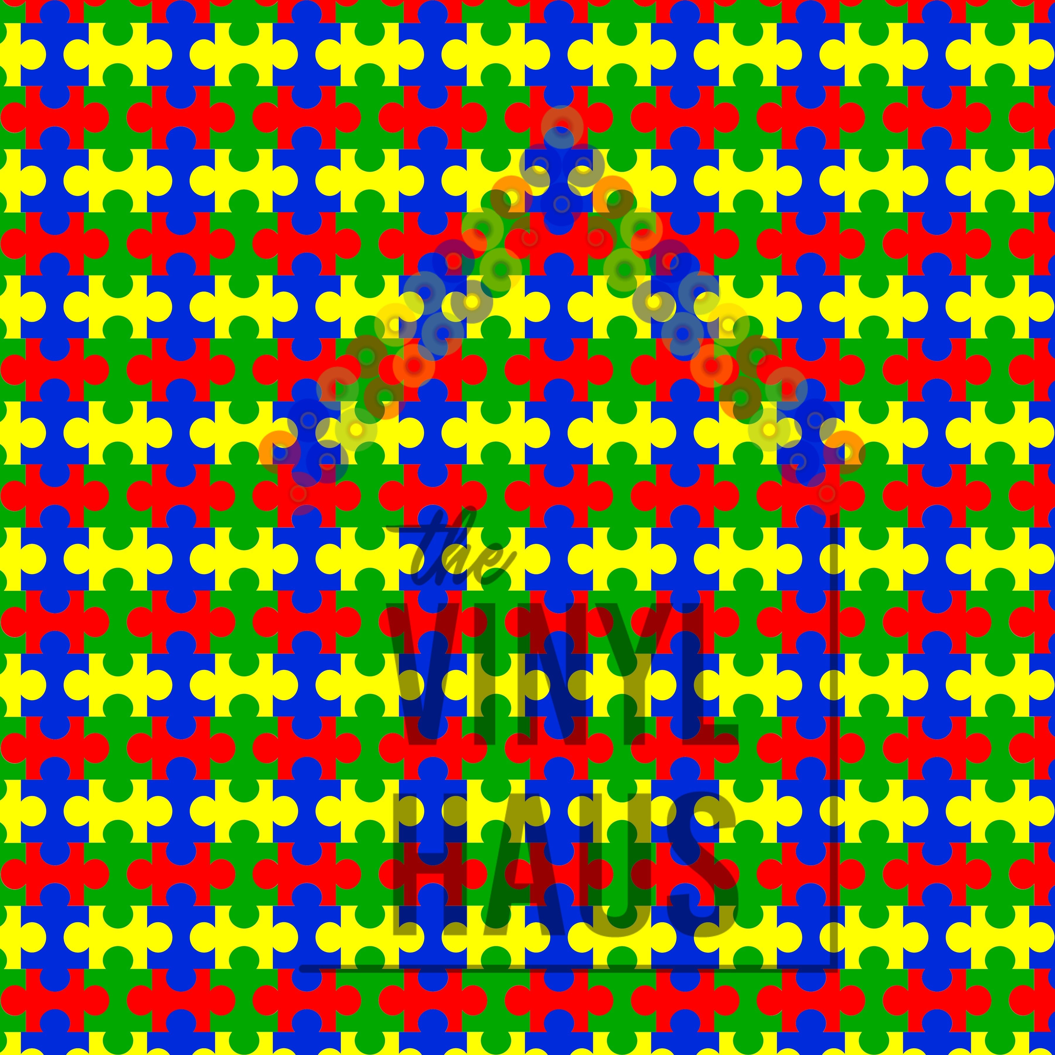 Autism Pieces Horizontal Pattern Vinyl 12" x 12" - The Vinyl Haus