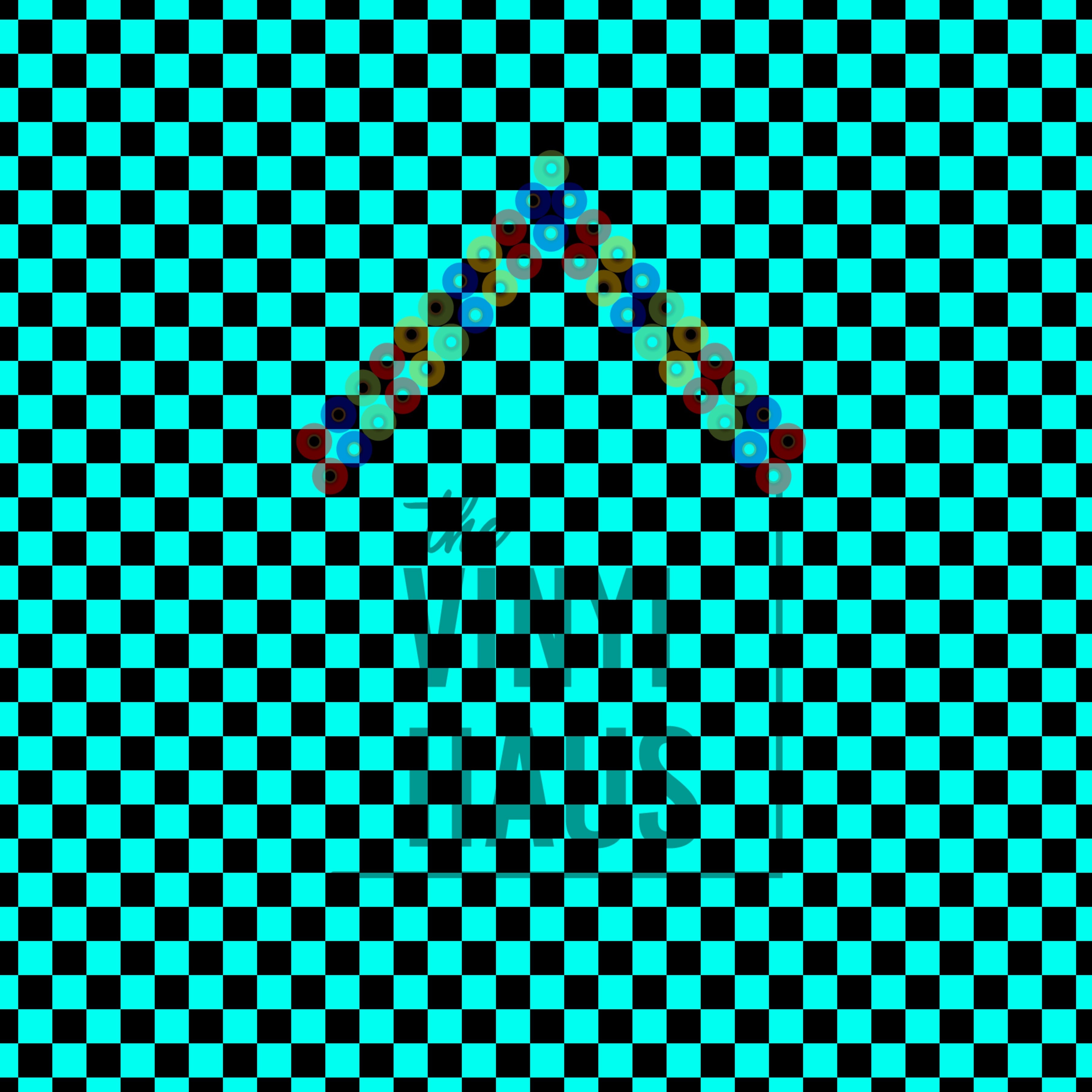 Sky Blue and Black Checkered Pattern Vinyl 12" x 12" - The Vinyl Haus