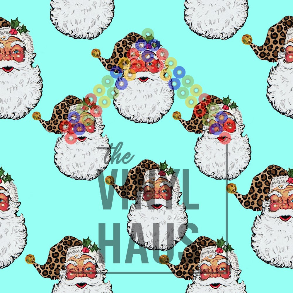 Santa with Blue Background Pattern Vinyl 12" x 12" - The Vinyl Haus