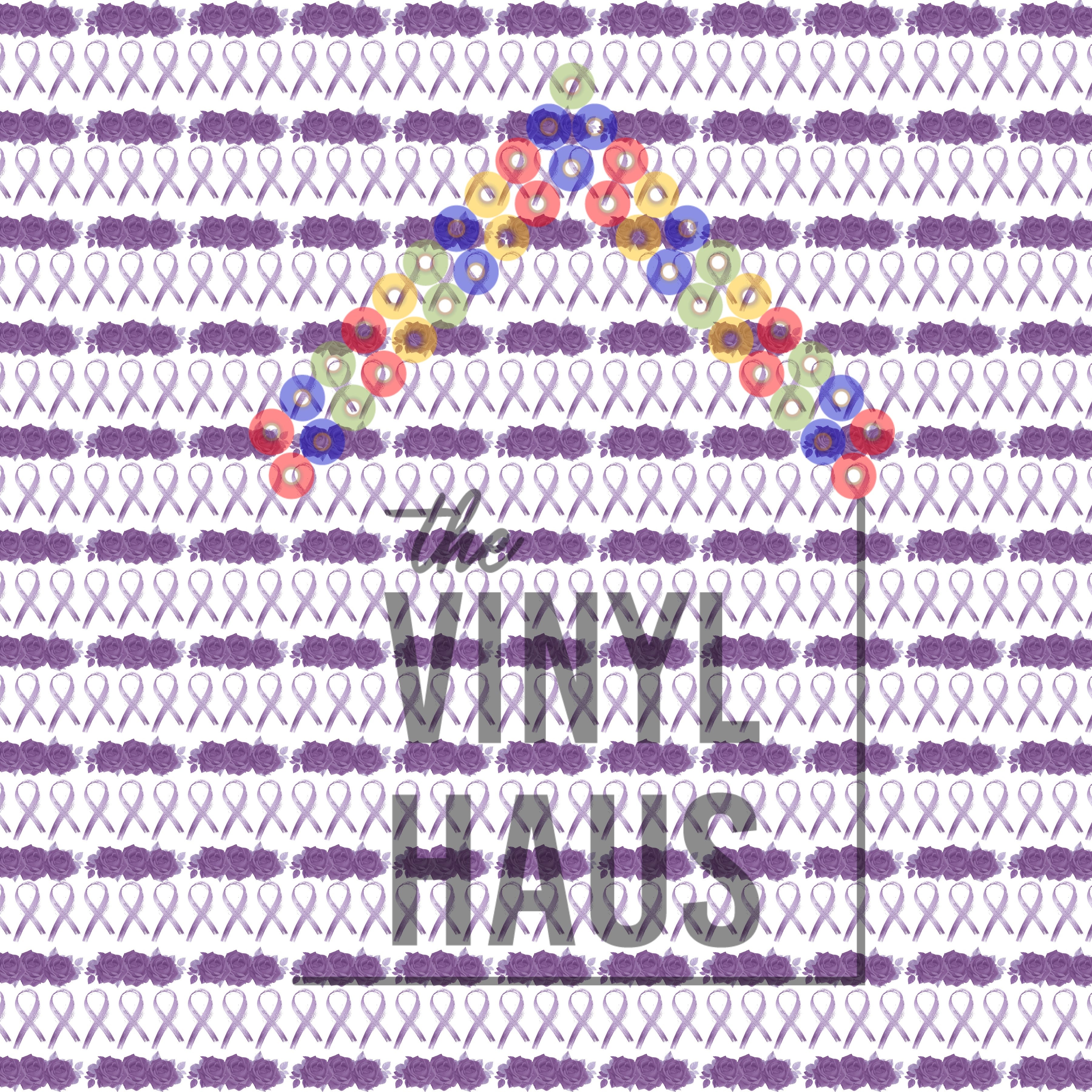 Purple Ribbon with Flowers Pattern Vinyl 12" x 12" - The Vinyl Haus