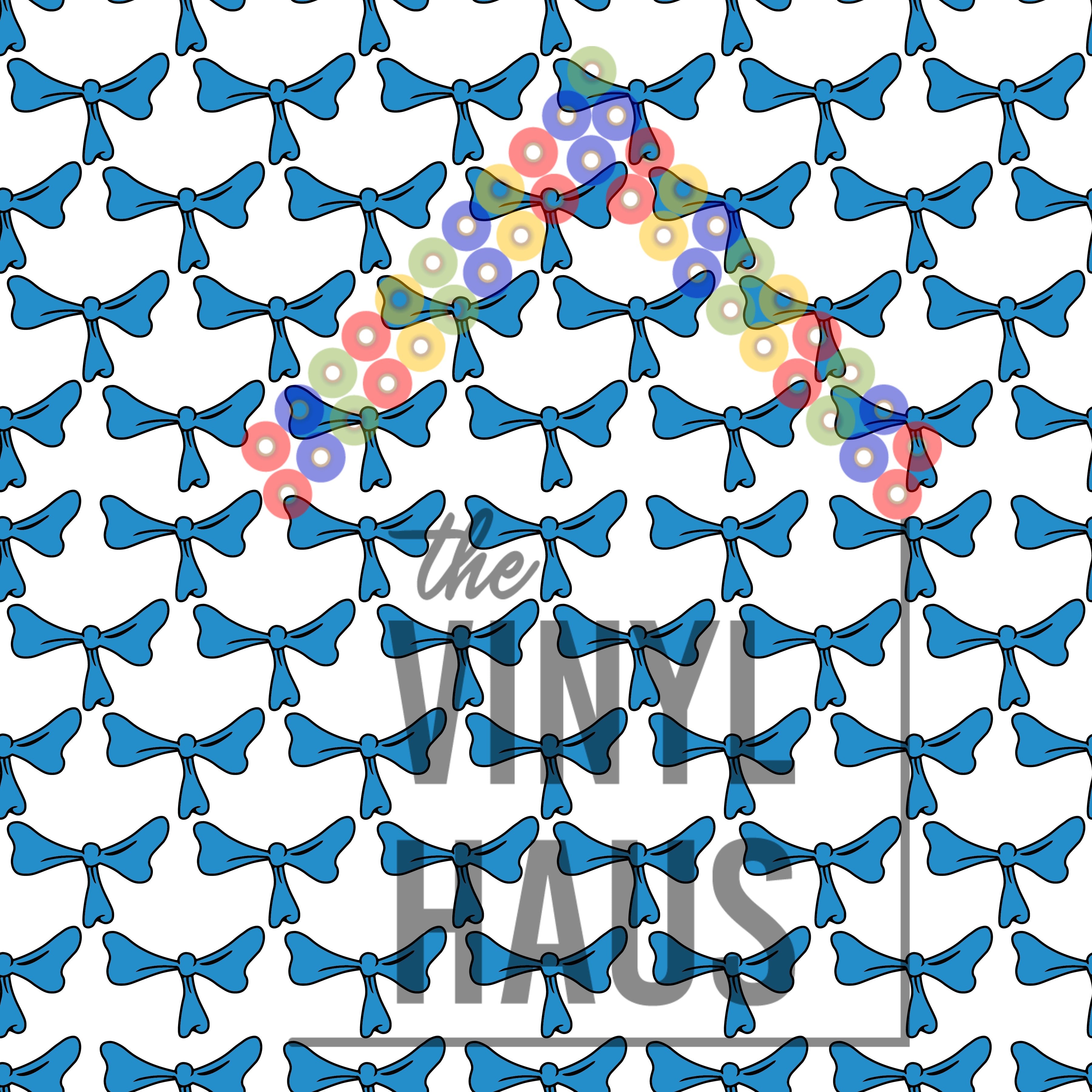 Dr. Seuss Blue Tie White Background Pattern Vinyl 12" x 12" - The Vinyl Haus