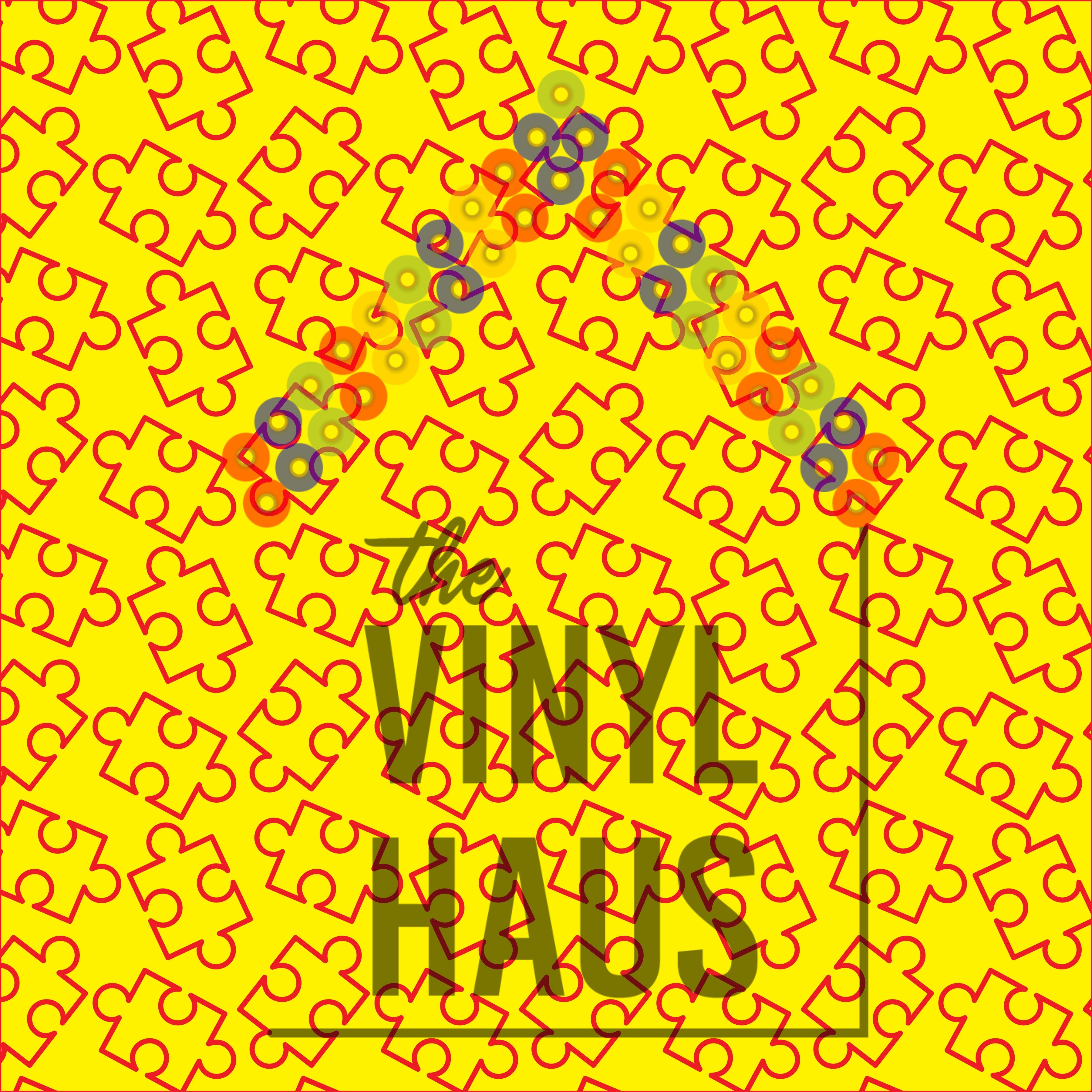 Red Autism Pieces Yellow Background Pattern Vinyl 12" x 12" - The Vinyl Haus