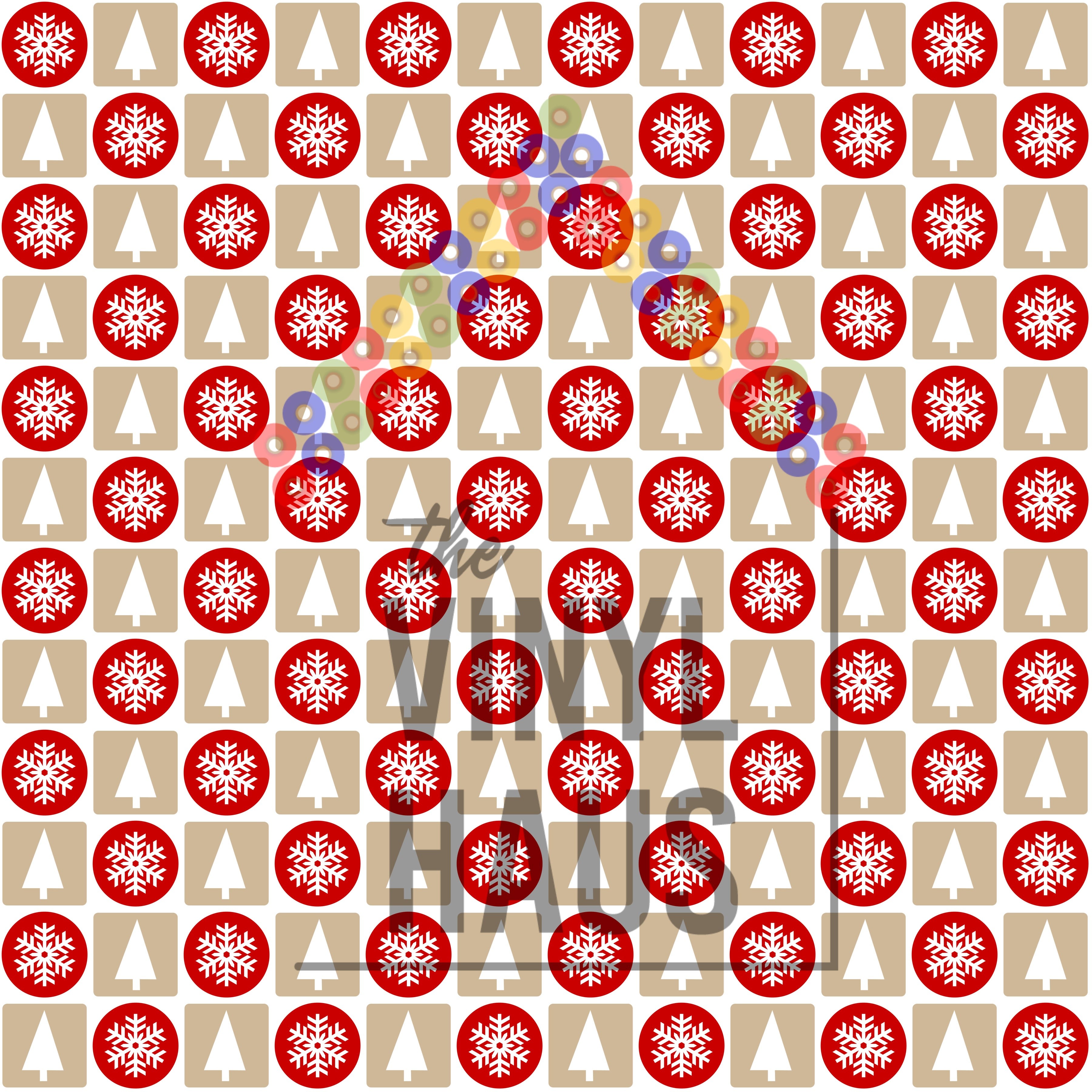 Christmas Tree and Snow Flake Pattern Vinyl 12" x 12" - The Vinyl Haus