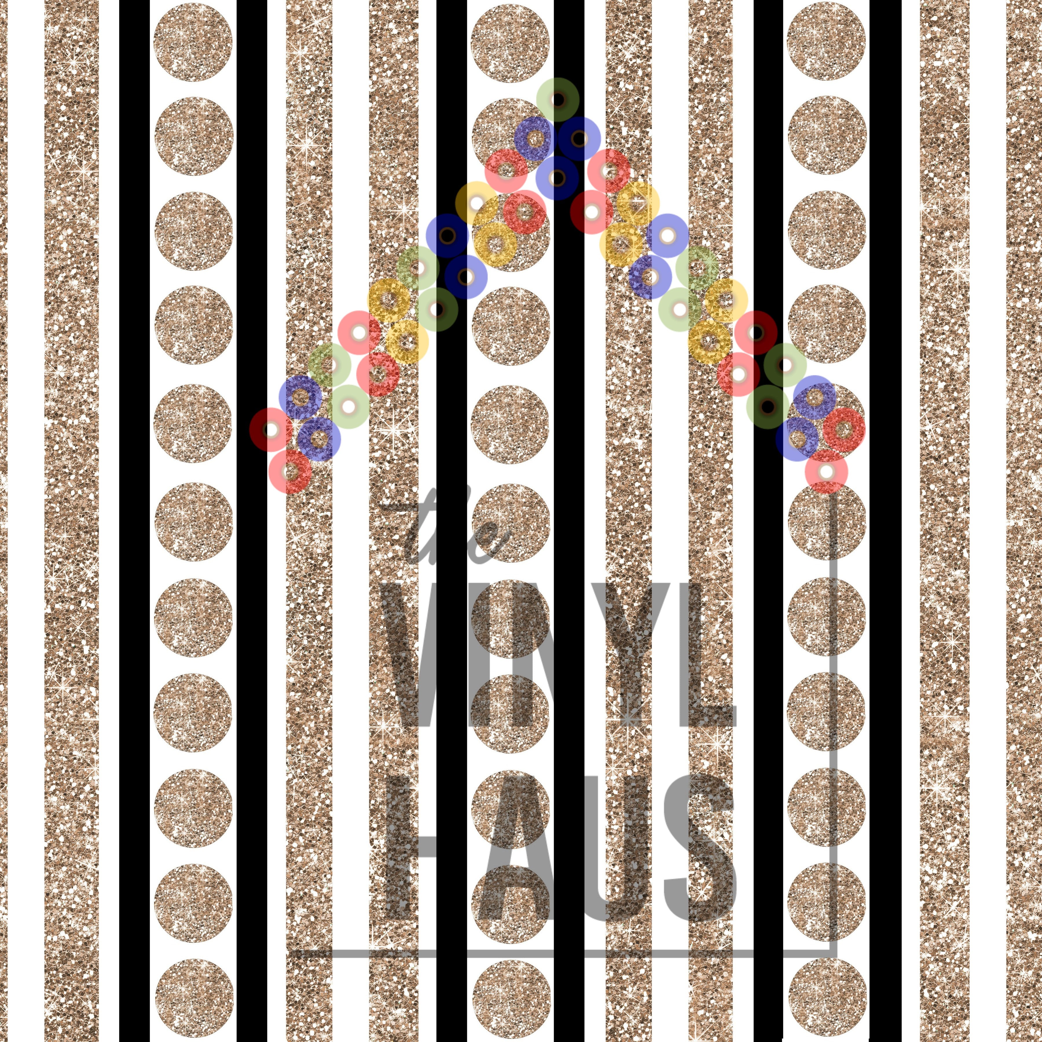 Gold Ornament with Stripes Pattern Vinyl 12" x 12" - The Vinyl Haus