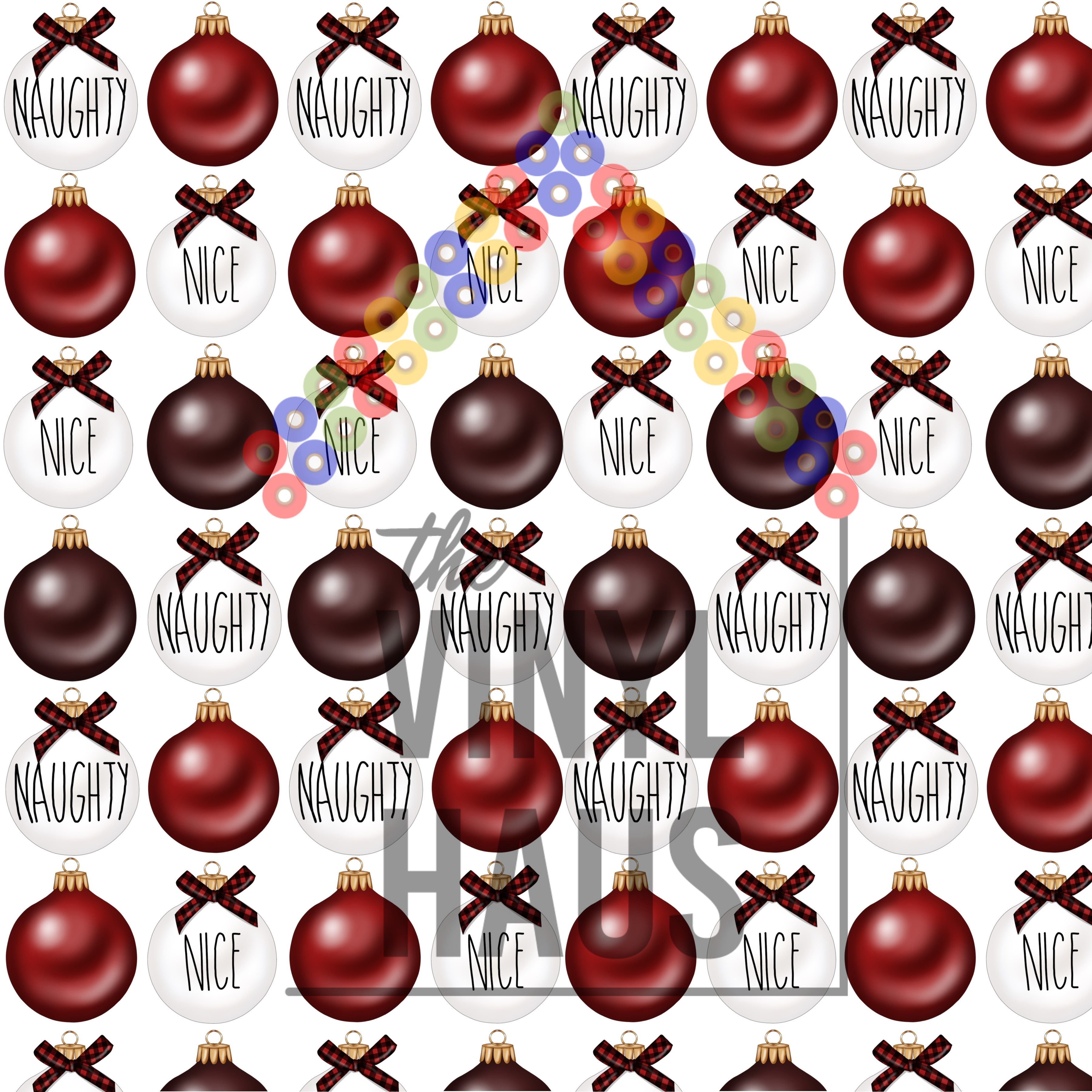 Christmas Ornaments Pattern Vinyl 12" x 12" - The Vinyl Haus