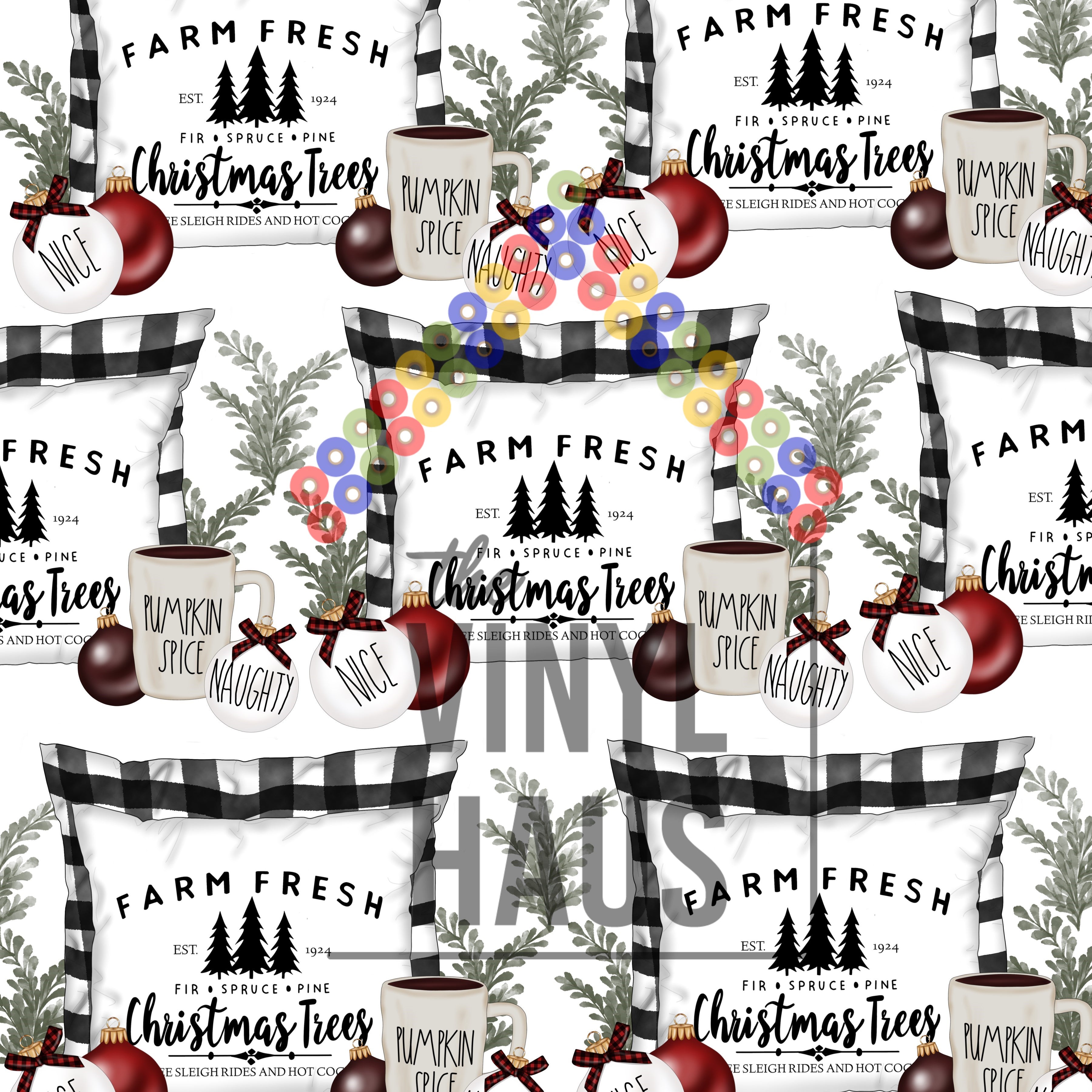 Farm Fresh Christmas Tree Pattern Vinyl 12" x 12" - The Vinyl Haus