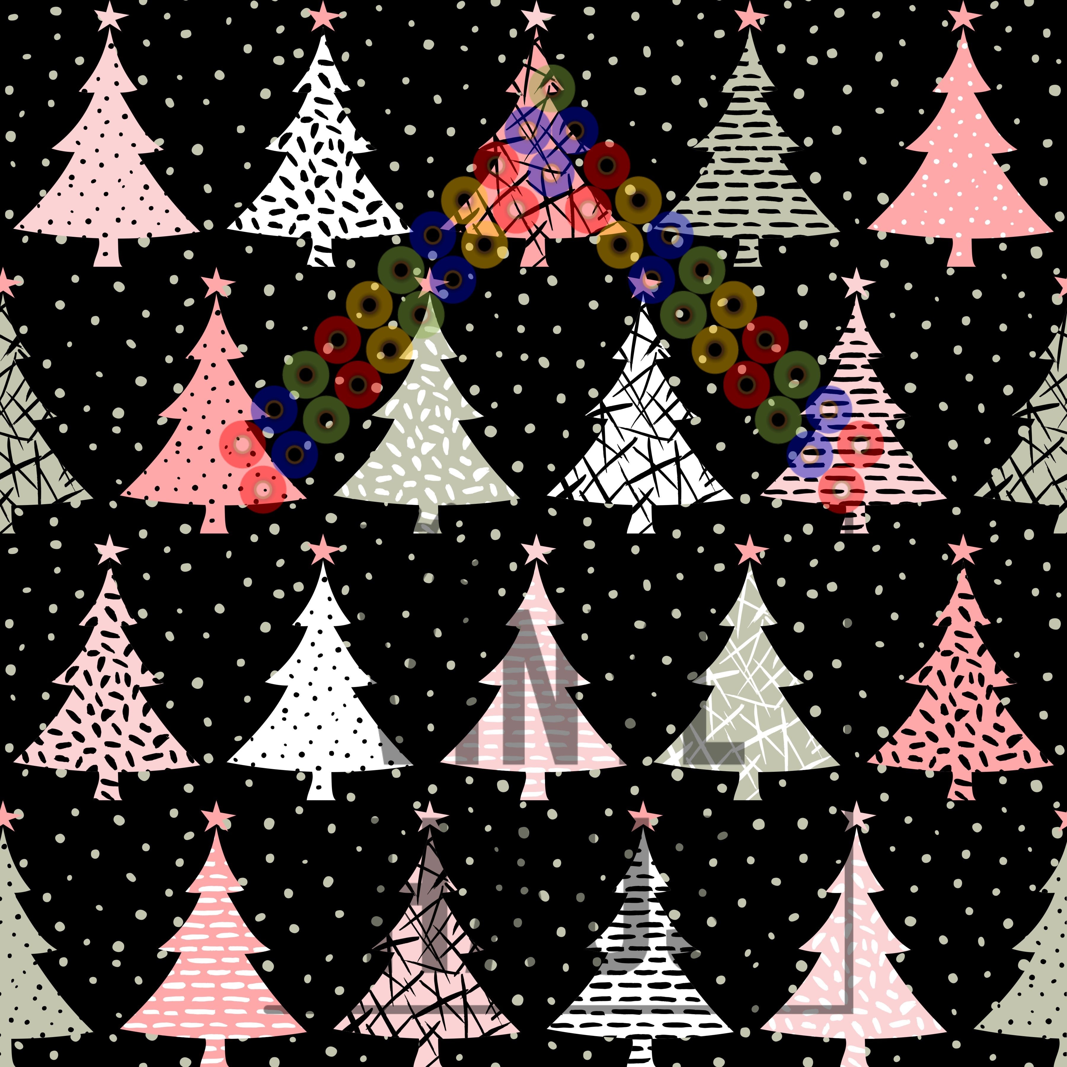 Pink Christmas Trees Pattern Vinyl 12" x 12" - The Vinyl Haus