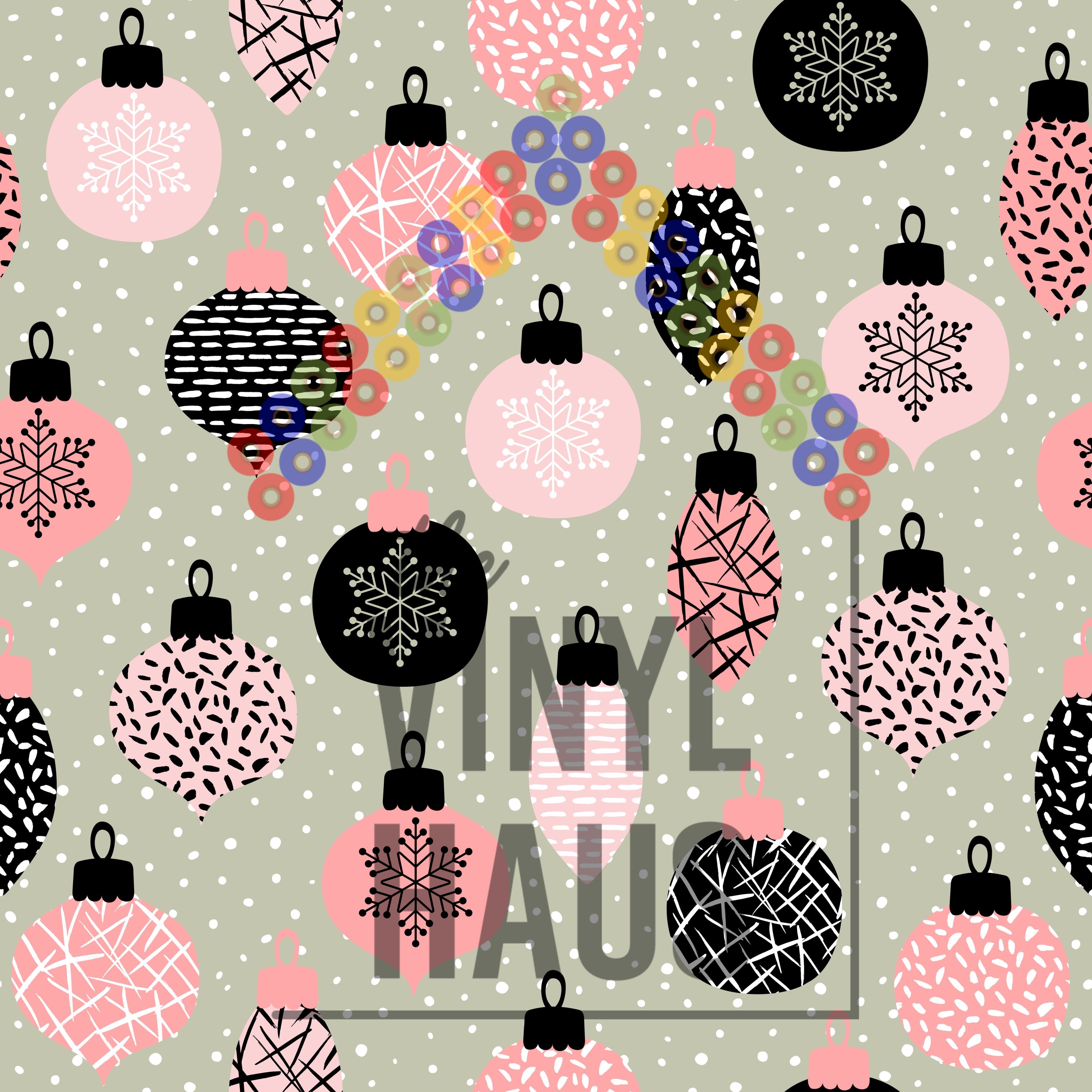 Pink Christmas Ornaments Pattern Vinyl 12" x 12" - The Vinyl Haus