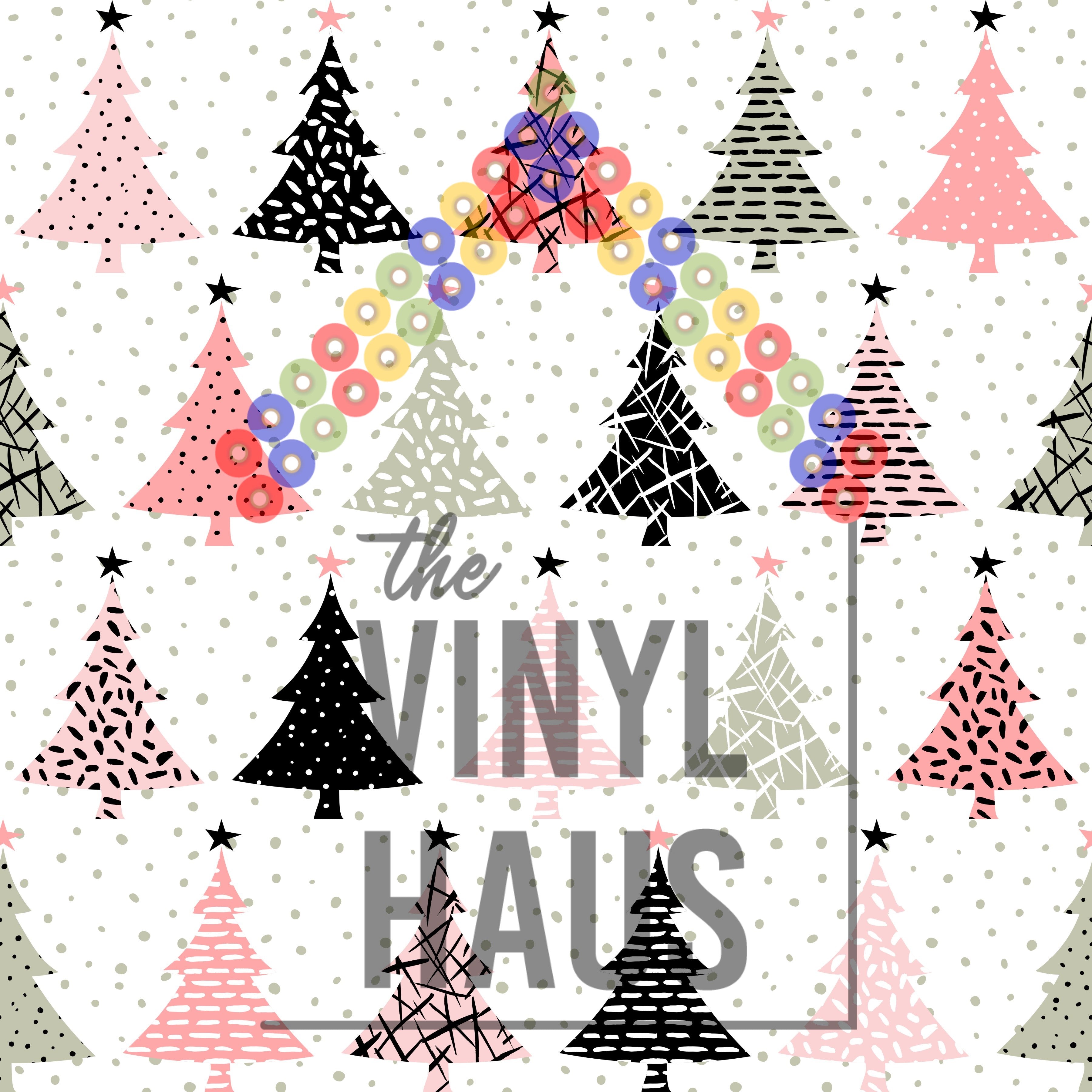 Pink Christmas Trees Pattern Vinyl 12" x 12" - The Vinyl Haus