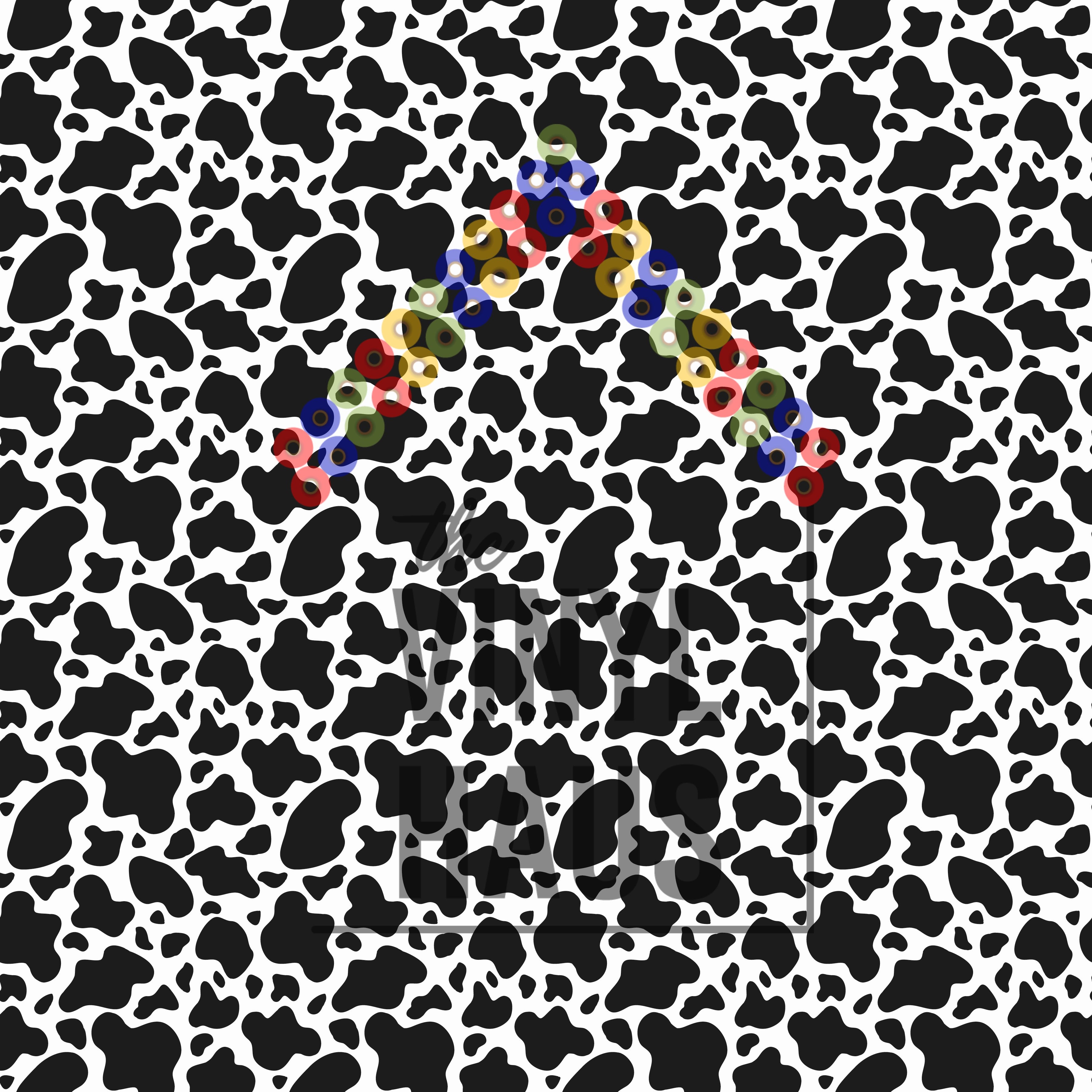 Black and White Cow Pattern Vinyl Small 12" x 12" - The Vinyl Haus