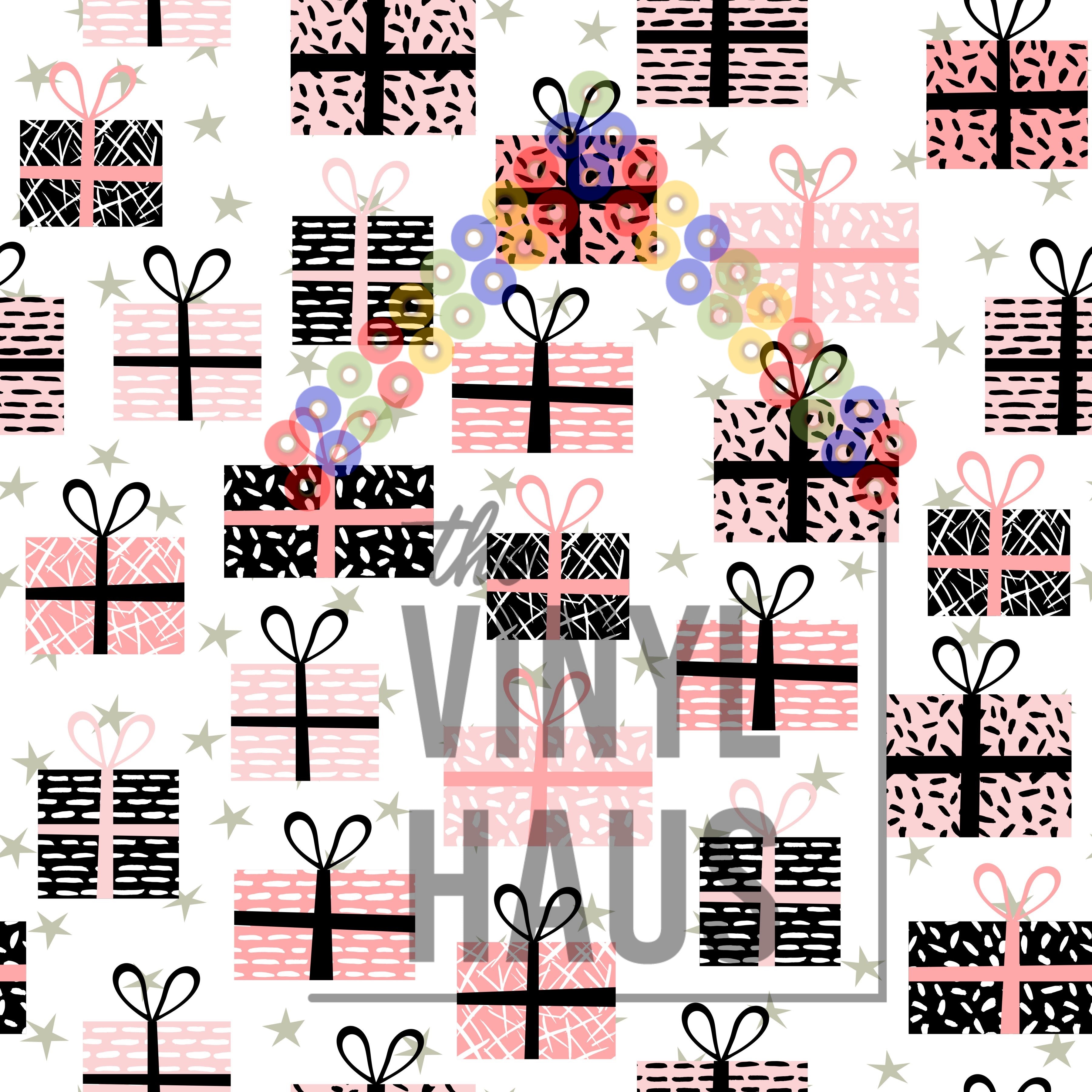 Pink Christmas Presents Pattern Vinyl 12" x 12" - The Vinyl Haus