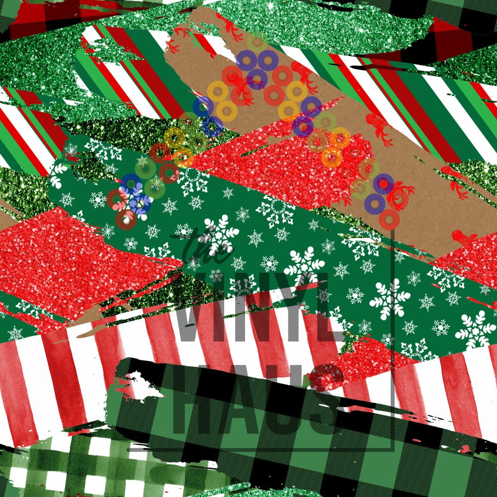 Christmas Brushstrokes Pattern Vinyl 12" x 12" - The Vinyl Haus