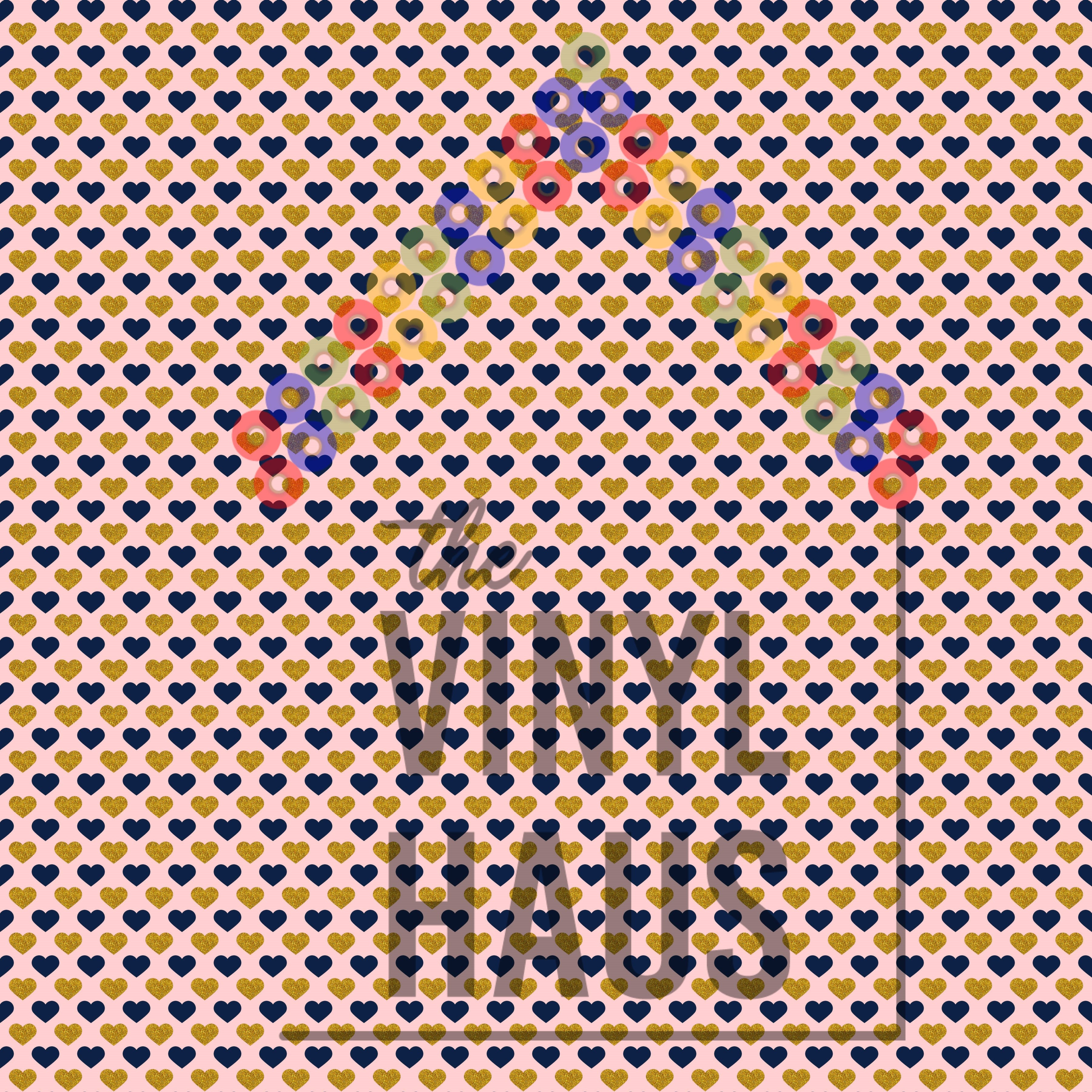 Valentine's Day Blue and Gold hearts Pattern Vinyl 12" x 12" - The Vinyl Haus