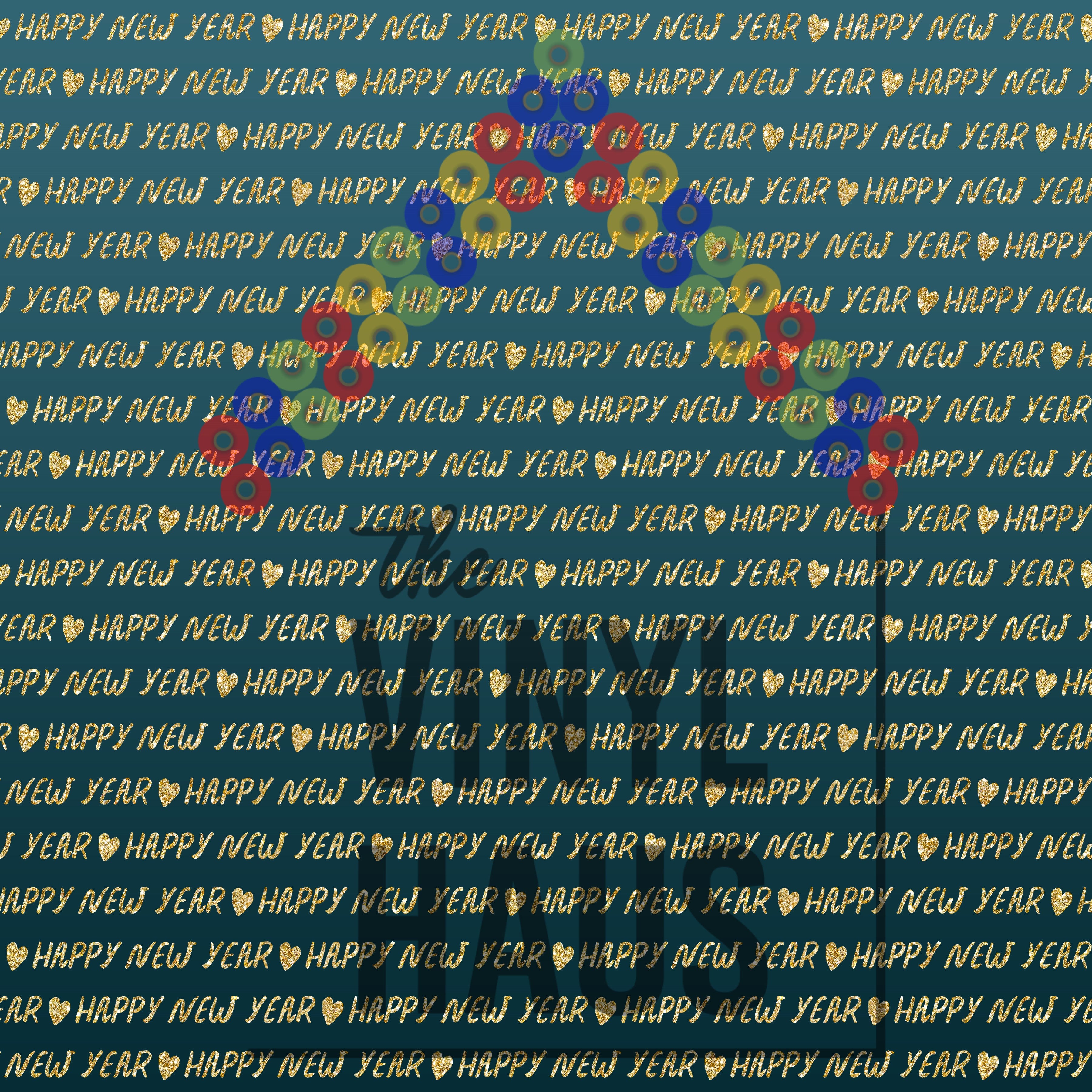 Happy New Year Gold writing Pattern Vinyl 12" x 12" - The Vinyl Haus