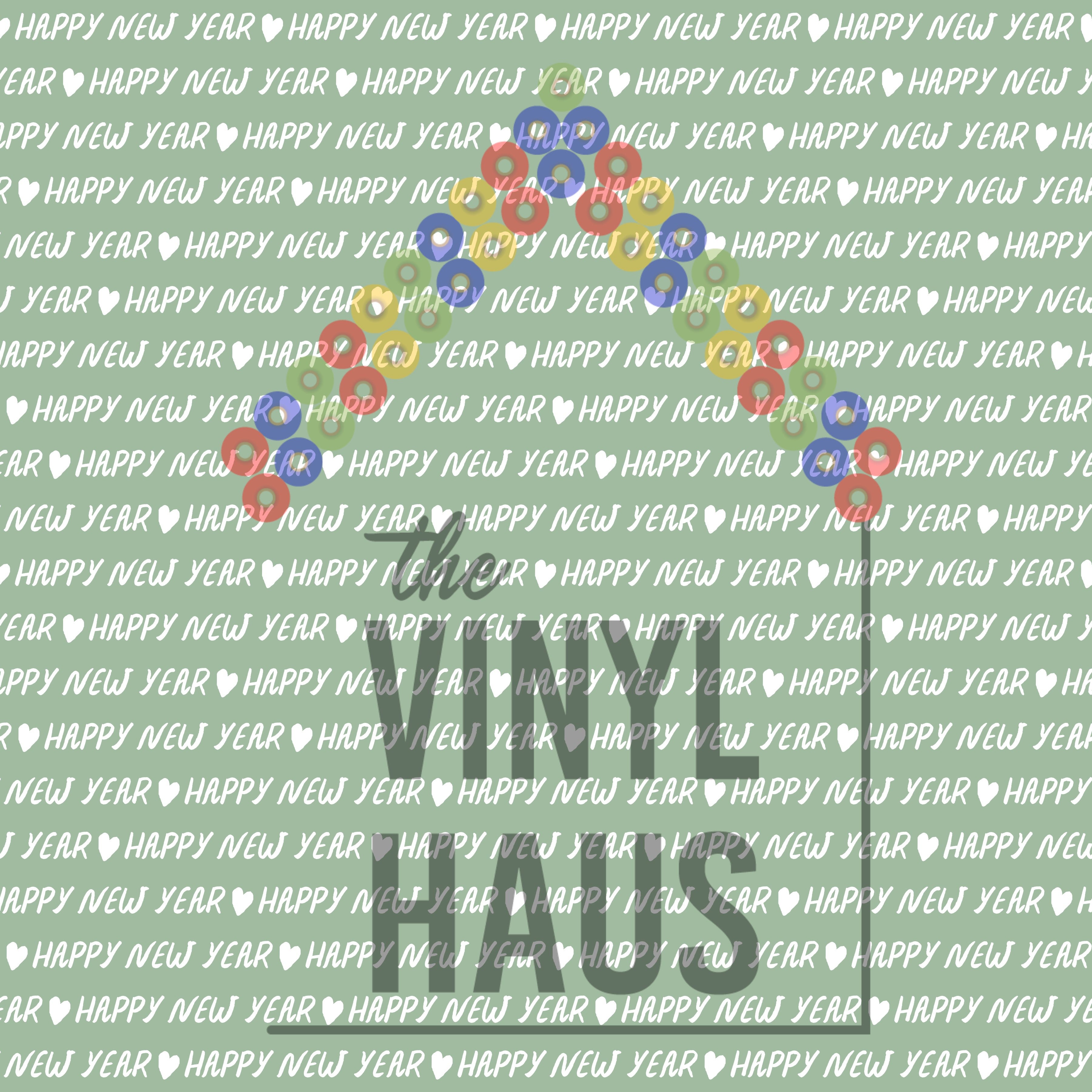 Happy New Year White writing Pattern Vinyl 12" x 12" - The Vinyl Haus