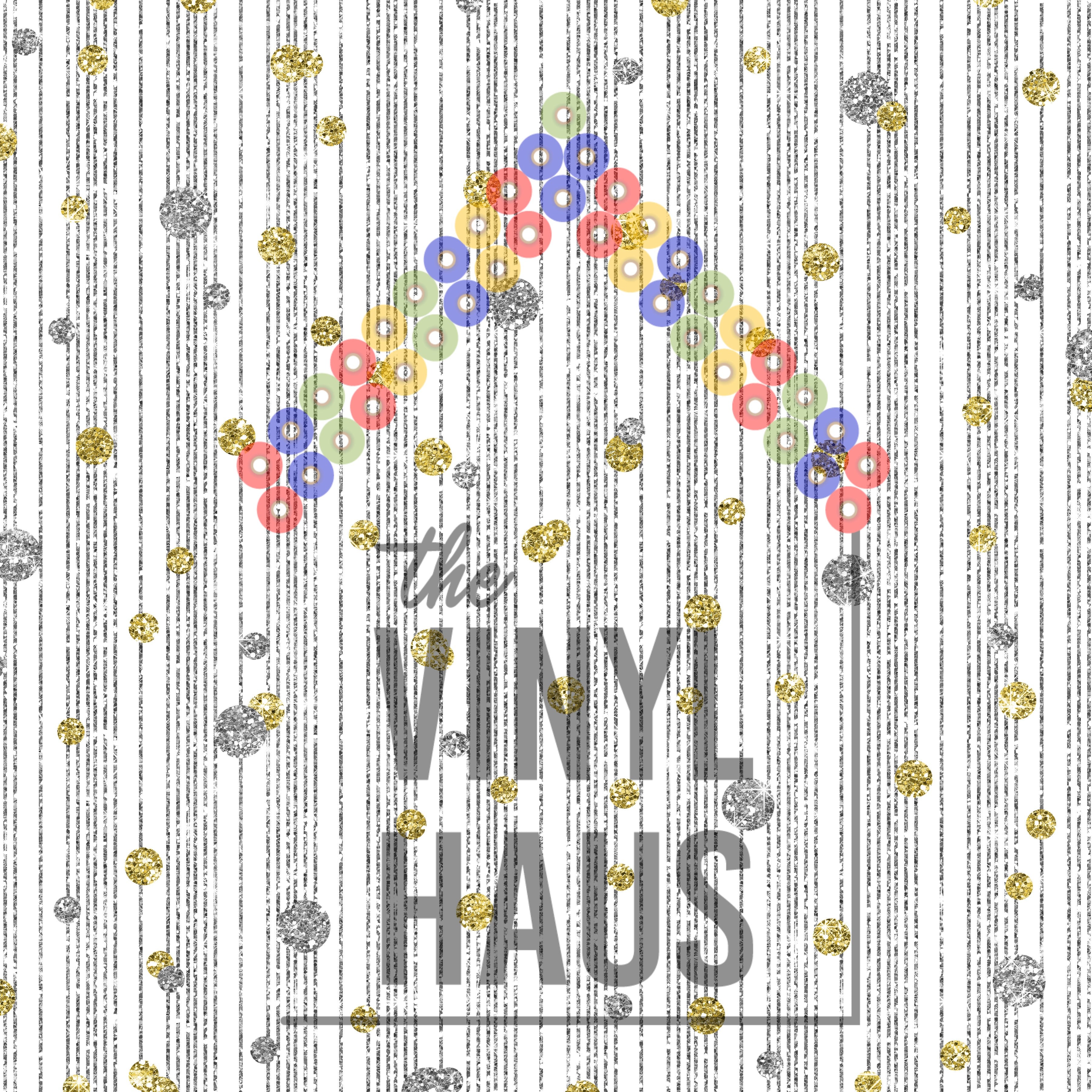 New Year Glitter String Lights White Background Pattern Vinyl 12" x 12" - The Vinyl Haus