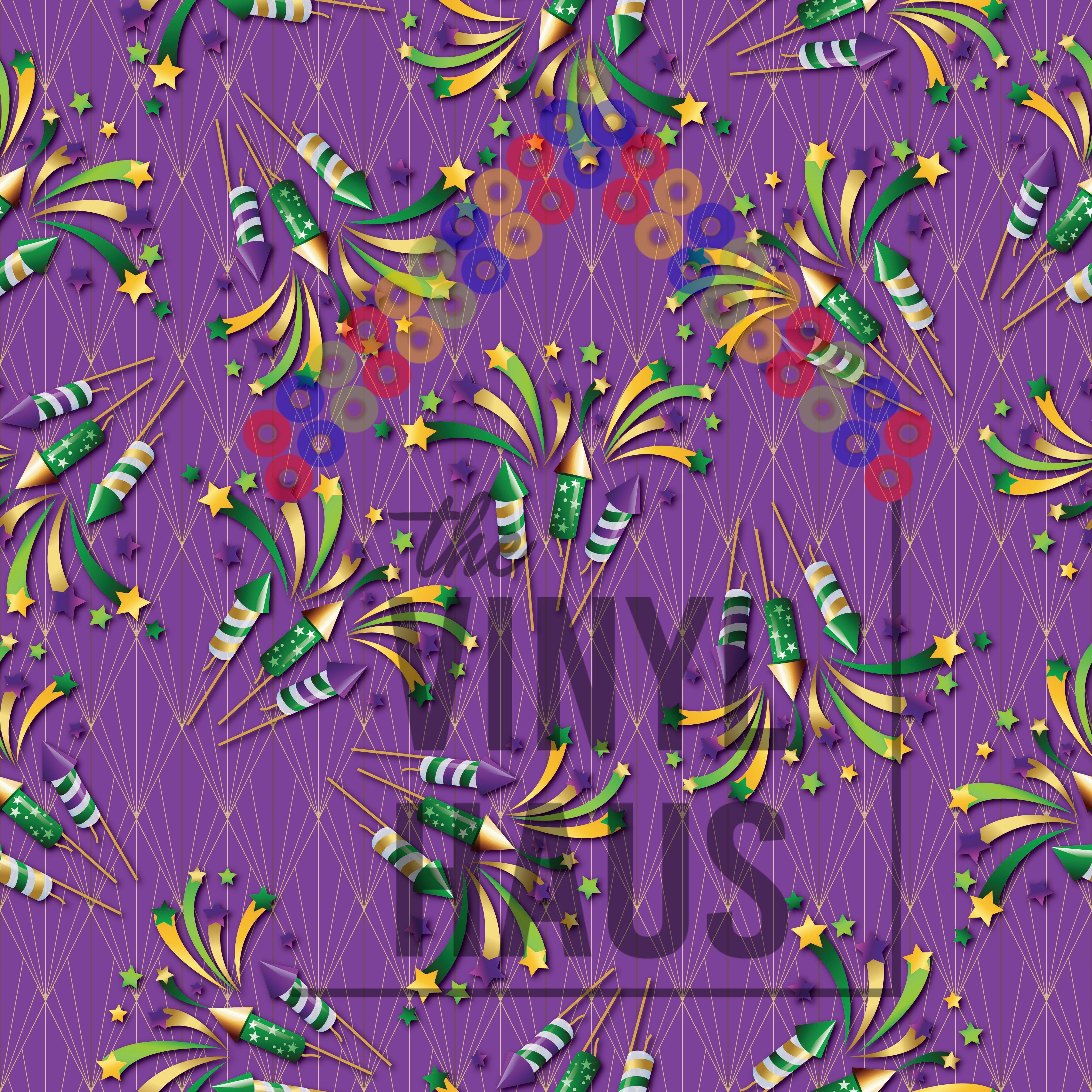 Mardi Gras fireworks Pattern Vinyl 12" x 12" - The Vinyl Haus